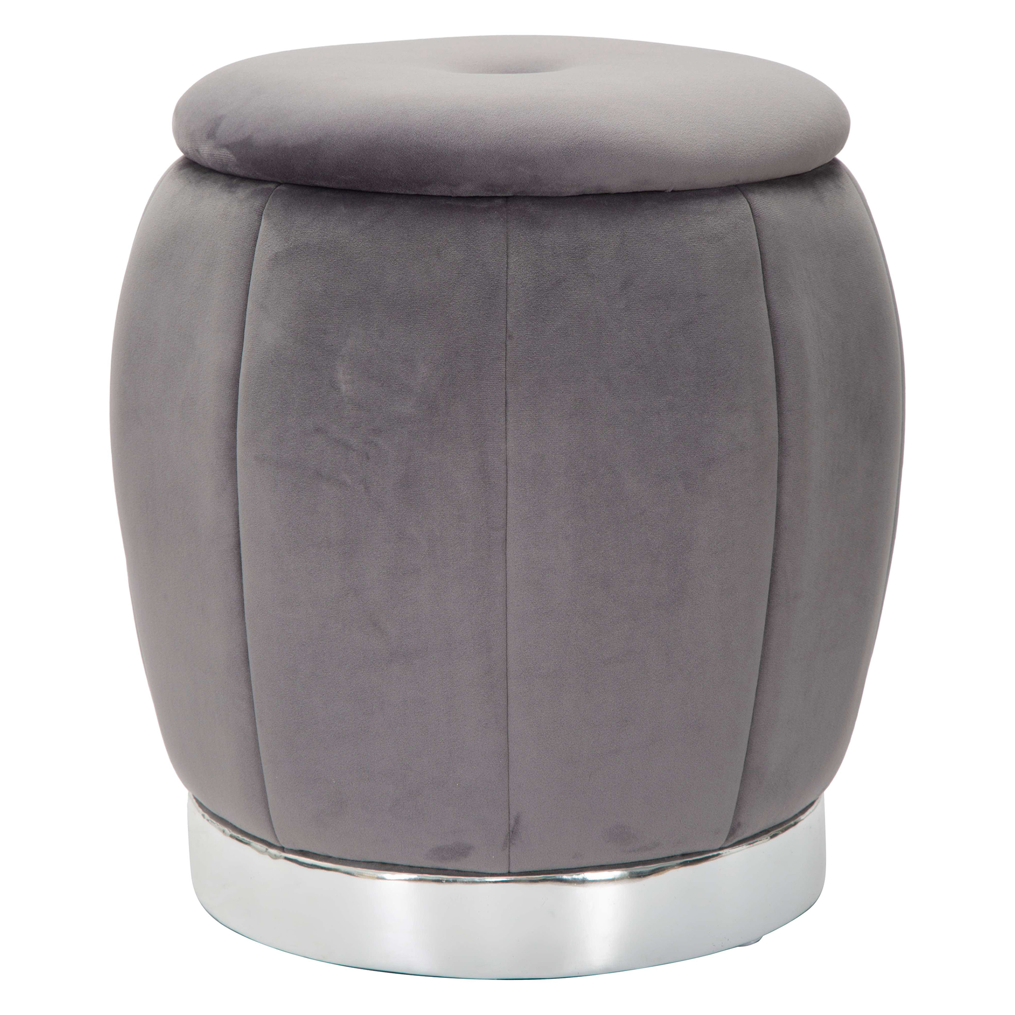 Pouf Contenitore Grigio Argento Forma Rotondo Colore Struttura Argento 43x43x43h cm, Materiale Struttura in Tessuto - Trevel