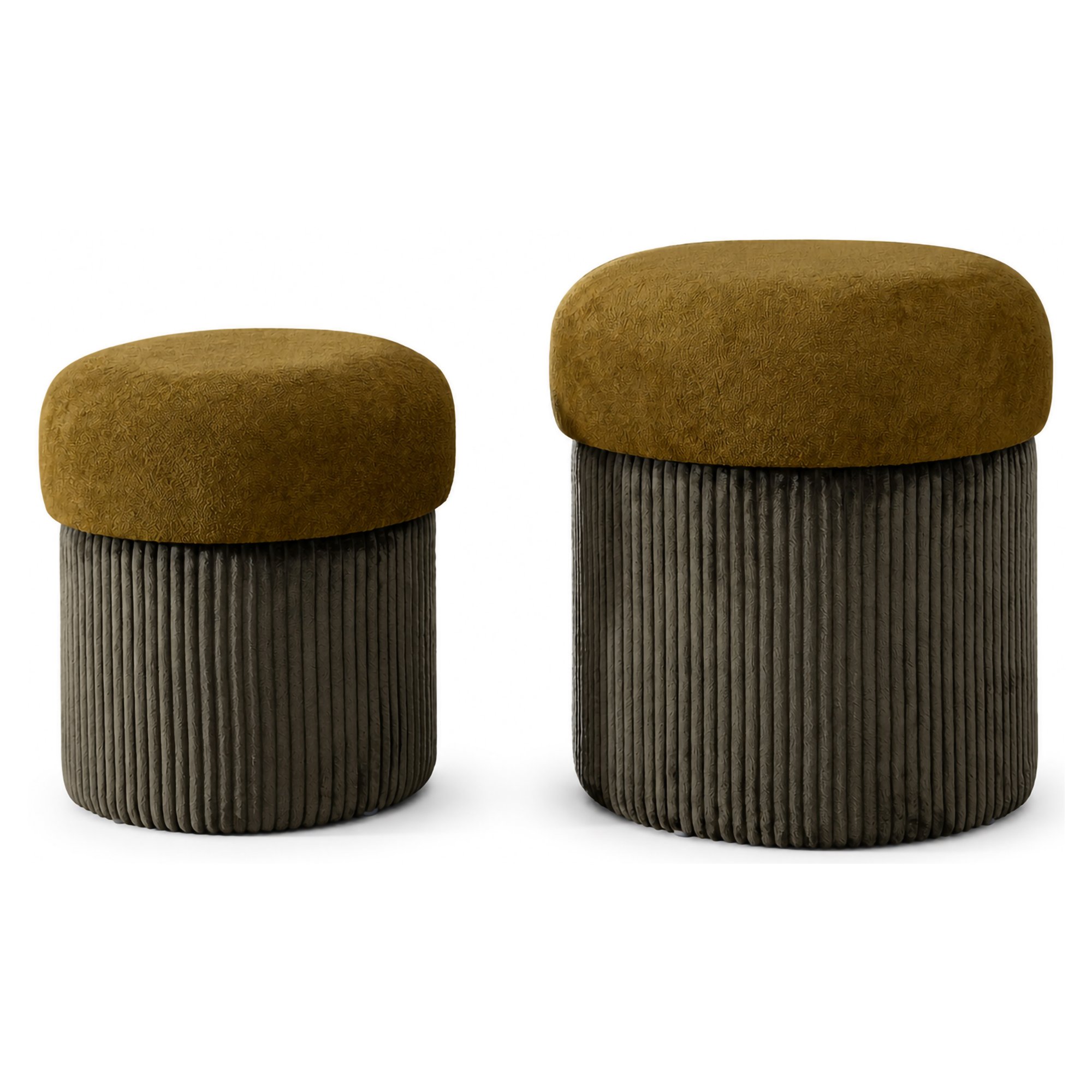 Pouf Contenitore Marrone Terracotta Marrone set da 2 Forma Rotondo 42x42x44h cm, Colore Struttura Marrone - Outjo