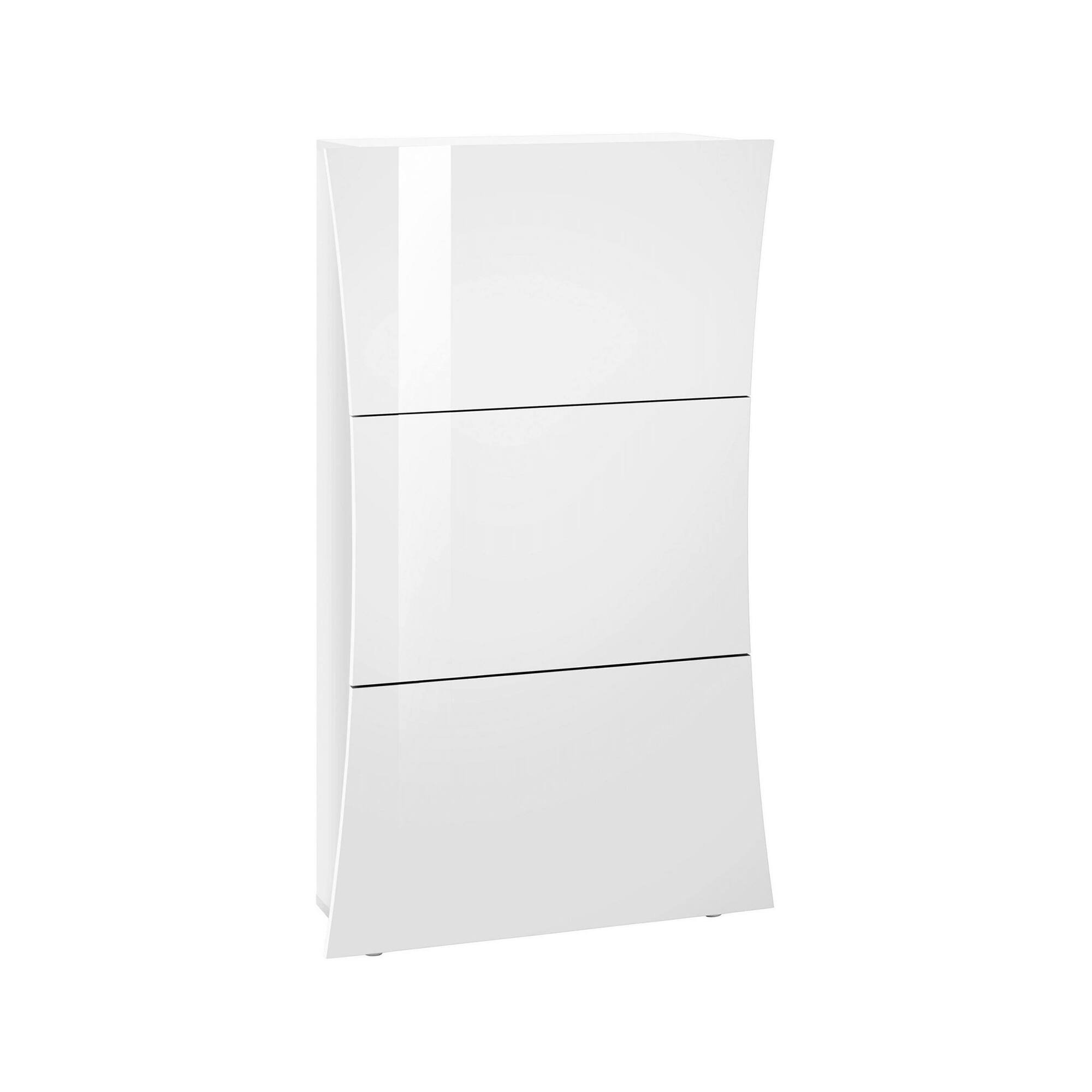 Scarpiera Giovanni, Mobile multiuso 3 ante, Portascarpe da ingresso, 100% Made in Italy, cm 71x27h122, Bianco lucido