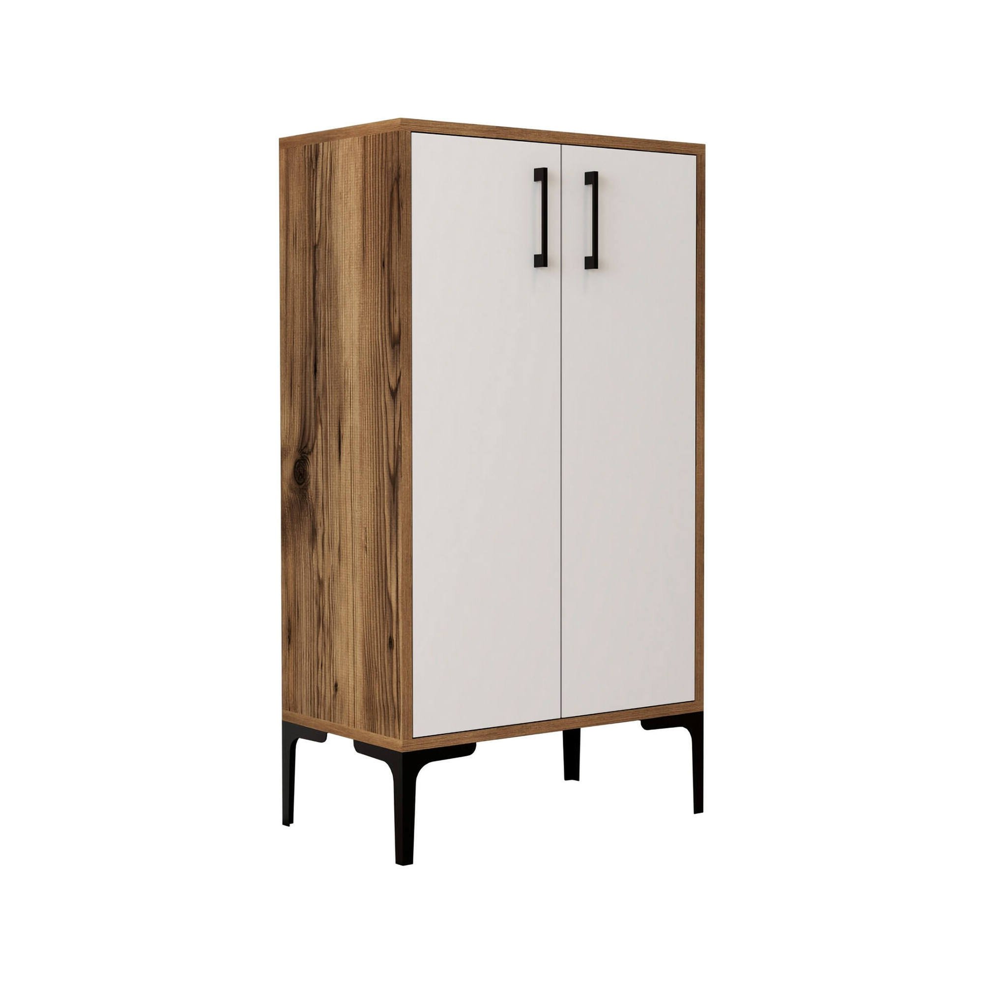 Scarpiera Marrone Noce Bianco 8 Paia 3 Ripiani 60x35x111h cm, 4 Vani - Axarix