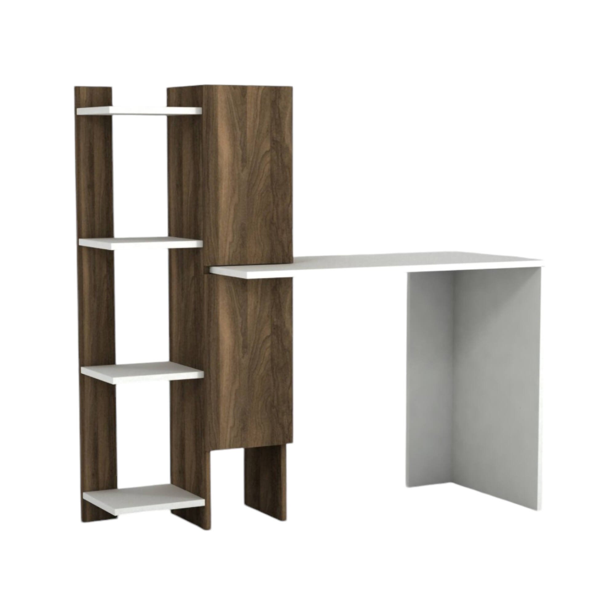 Scrivania Garnet, Scrittoio multiuso, Tavolo per ufficio porta PC, Piano di lavoro, 90x45 h72 cm, Bianco e Noce