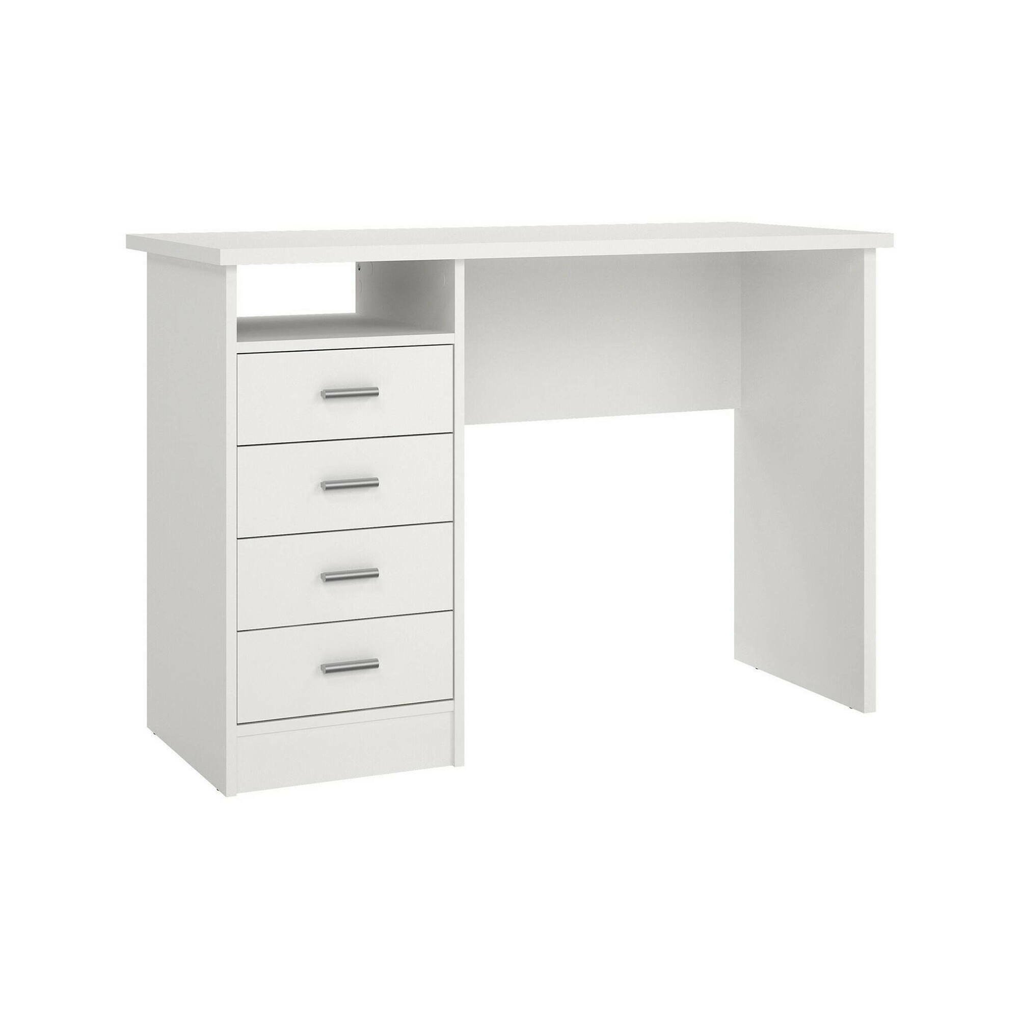 Scrivania Rachel, Scrittoio multiuso, Tavolo per ufficio porta PC, Piano di lavoro, 110x49 h76 cm, Bianco