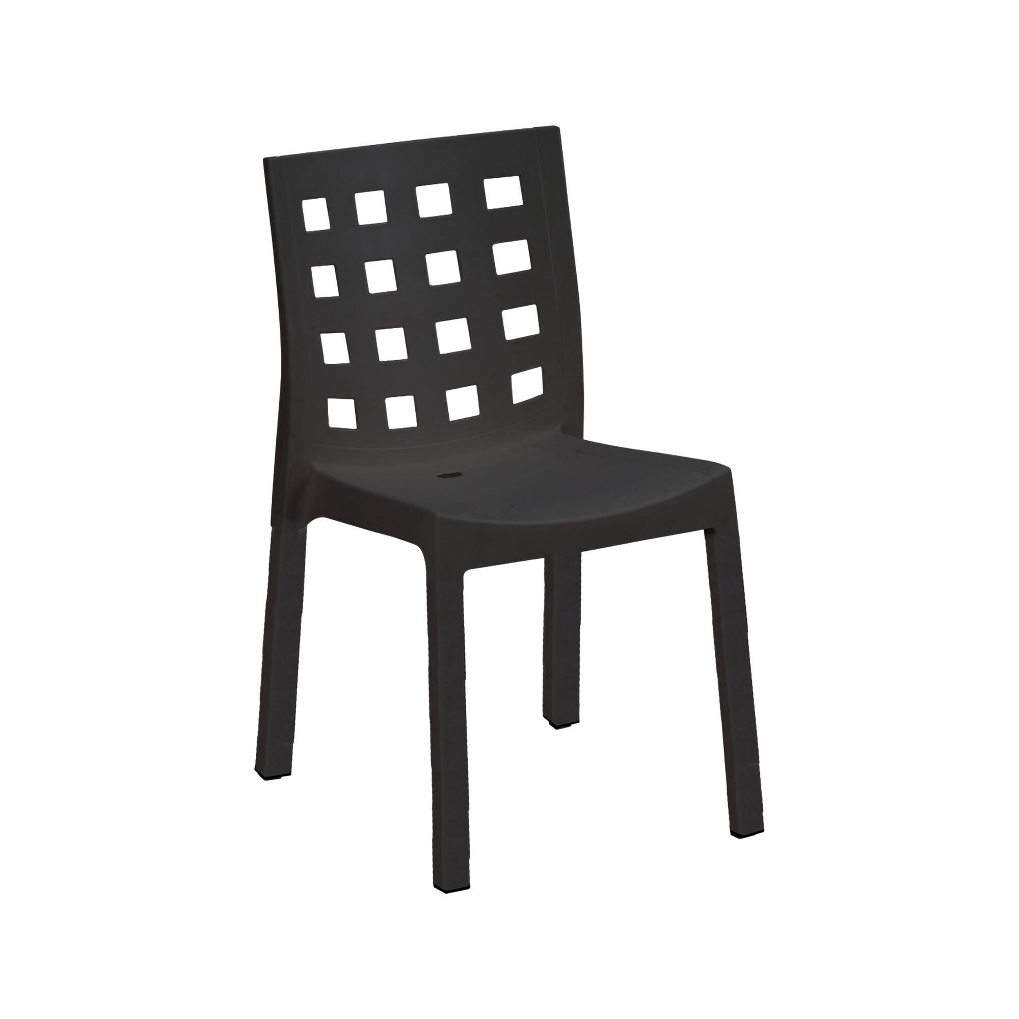 Set di 4 sedie da esterno Flussio, Seggiola da giardino, Seduta outdoor multiuso, Poltrona indoor o outdoor, Made in Italy, 48x53 h83 cm, Antracite