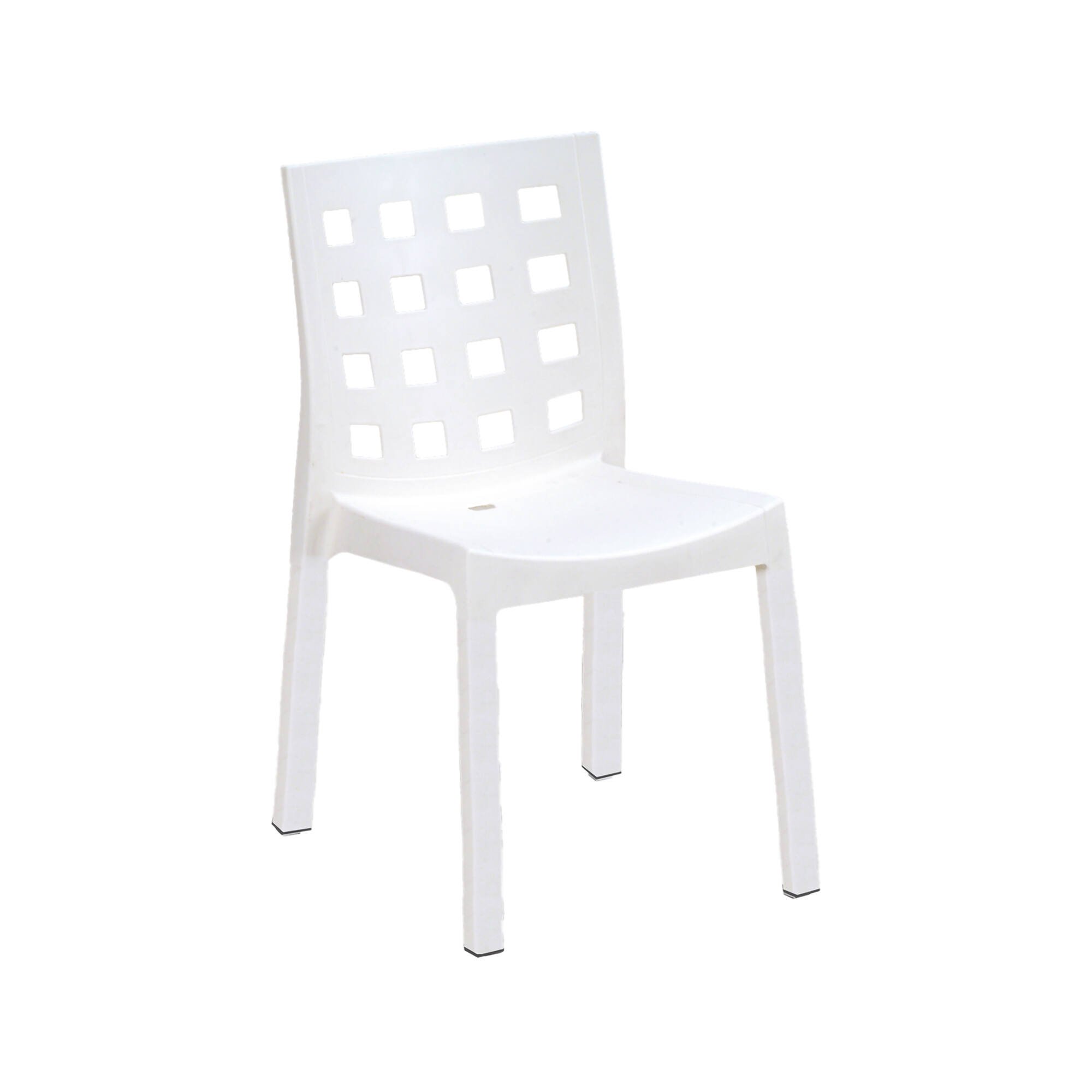 Set di 4 sedie da esterno Flussio, Seggiola da giardino, Seduta outdoor multiuso, Poltrona indoor o outdoor, Made in Italy, 48x53 h83 cm, Bianco