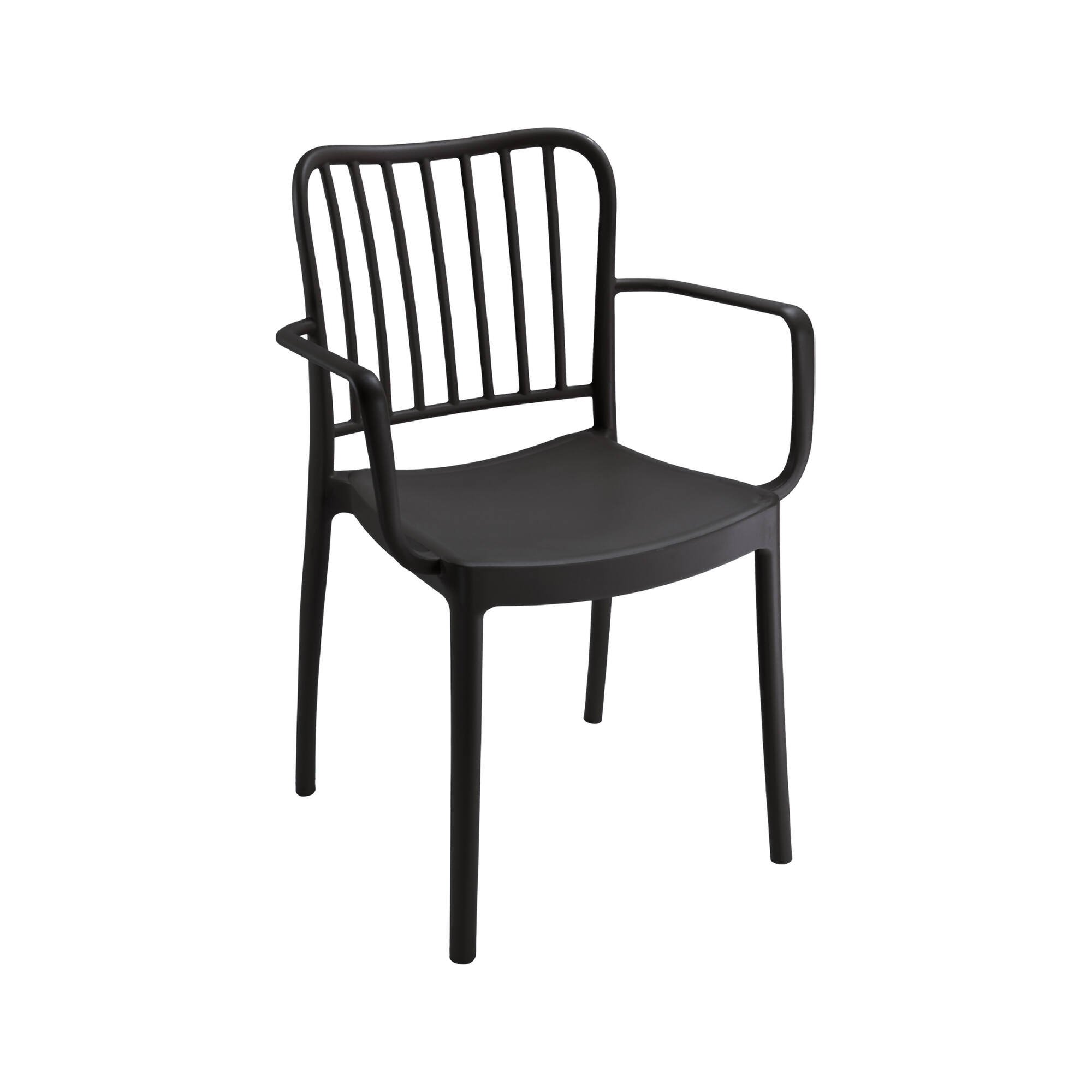 Set di 4 sedie da esterno Merano, Seggiola da giardino, Seduta outdoor multiuso, Poltrona indoor o outdoor, Made in Italy, 57x50 h82 cm, Antracite