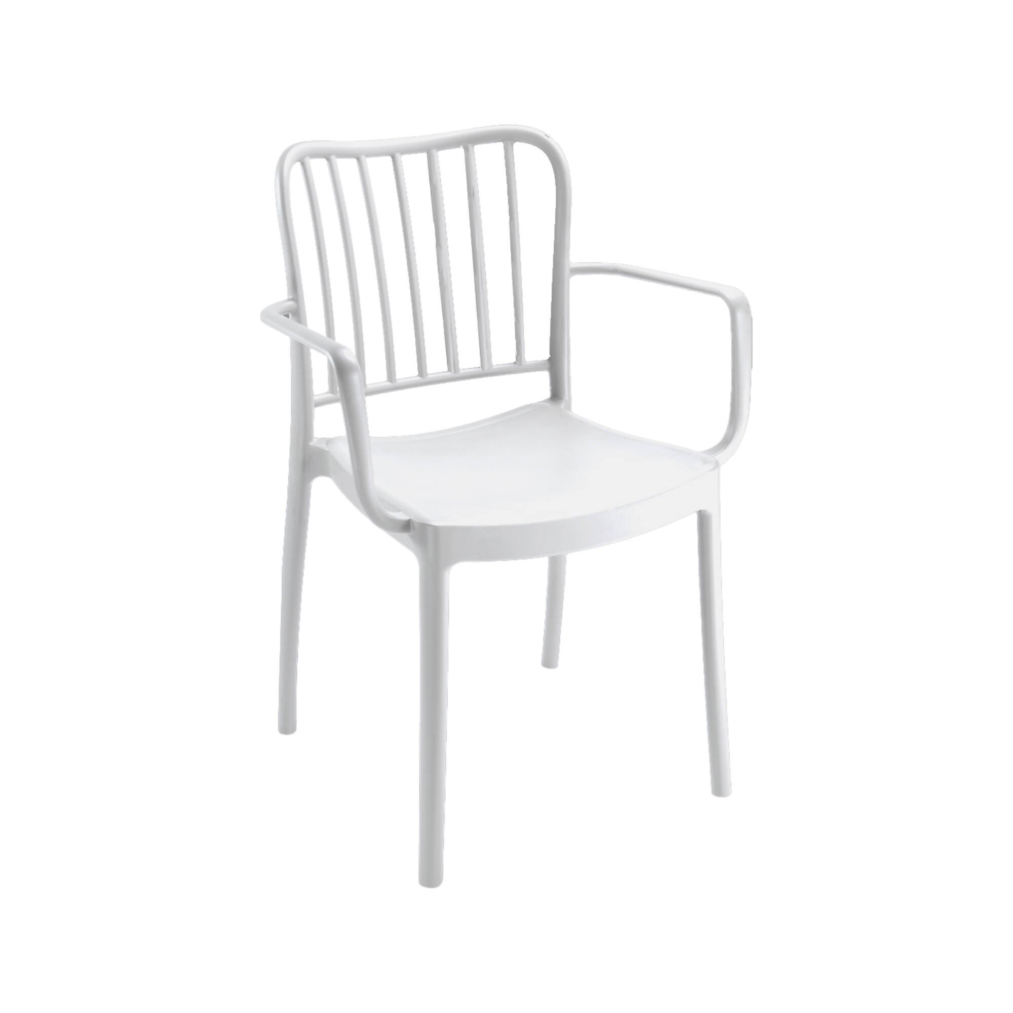 Set di 4 sedie da esterno Merano, Seggiola da giardino, Seduta outdoor multiuso, Poltrona indoor o outdoor, Made in Italy, 57x50 h82 cm, Bianco