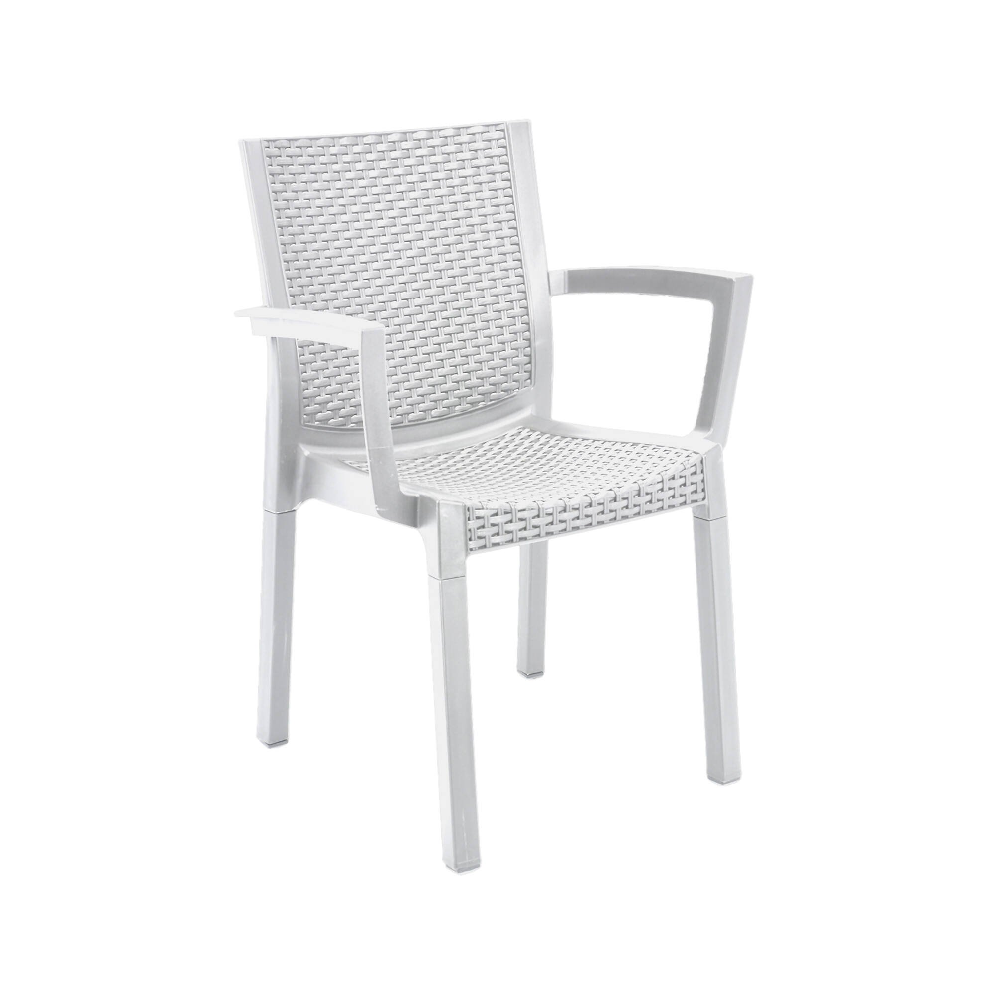 Set di 4 sedie da esterno Savelli, Seggiola da giardino, Seduta outdoor multiuso, Poltrona indoor o outdoor, Made in Italy, 57x53 h83 cm, Bianco