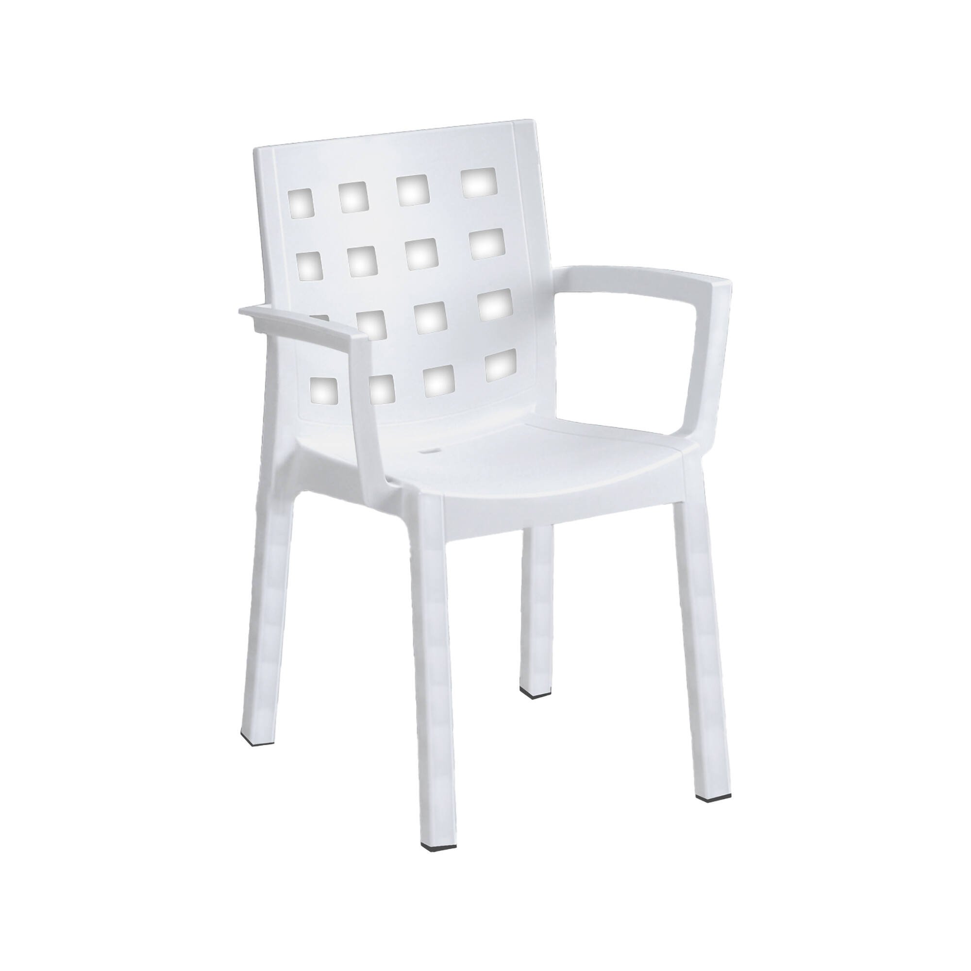 Set di 4 sedie da esterno Vescovato, Seggiola da giardino, Seduta outdoor multiuso, Poltrona indoor o outdoor, Made in Italy, 57x53 h83 cm, Bianco