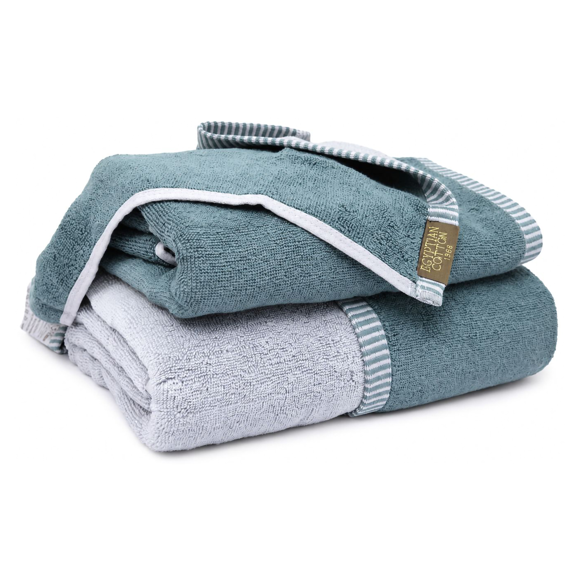 Set di Asciugamani Grigio Chiaro Grigio Scuro 100% Cotone Egiziano a Fibra Lunga Pettinato set da 2 Reversibile - Sazaga Luxury
