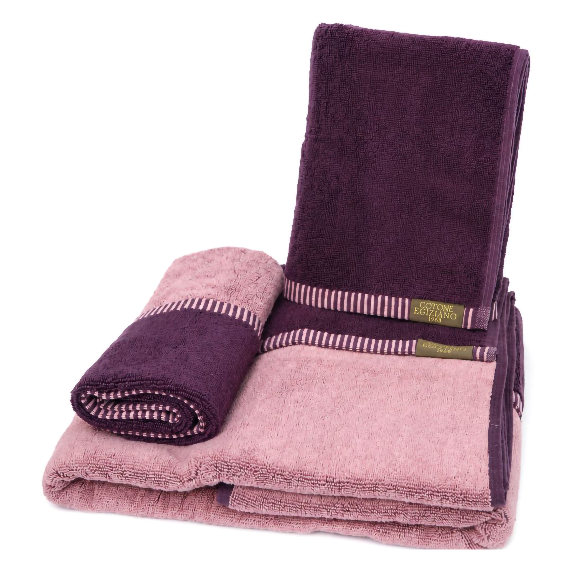 Set di Asciugamani Rosa Viola Prugna 100% Cotone Egiziano a Fibra Lunga Pettinato set da 2 Reversibile - Sazaga Luxury