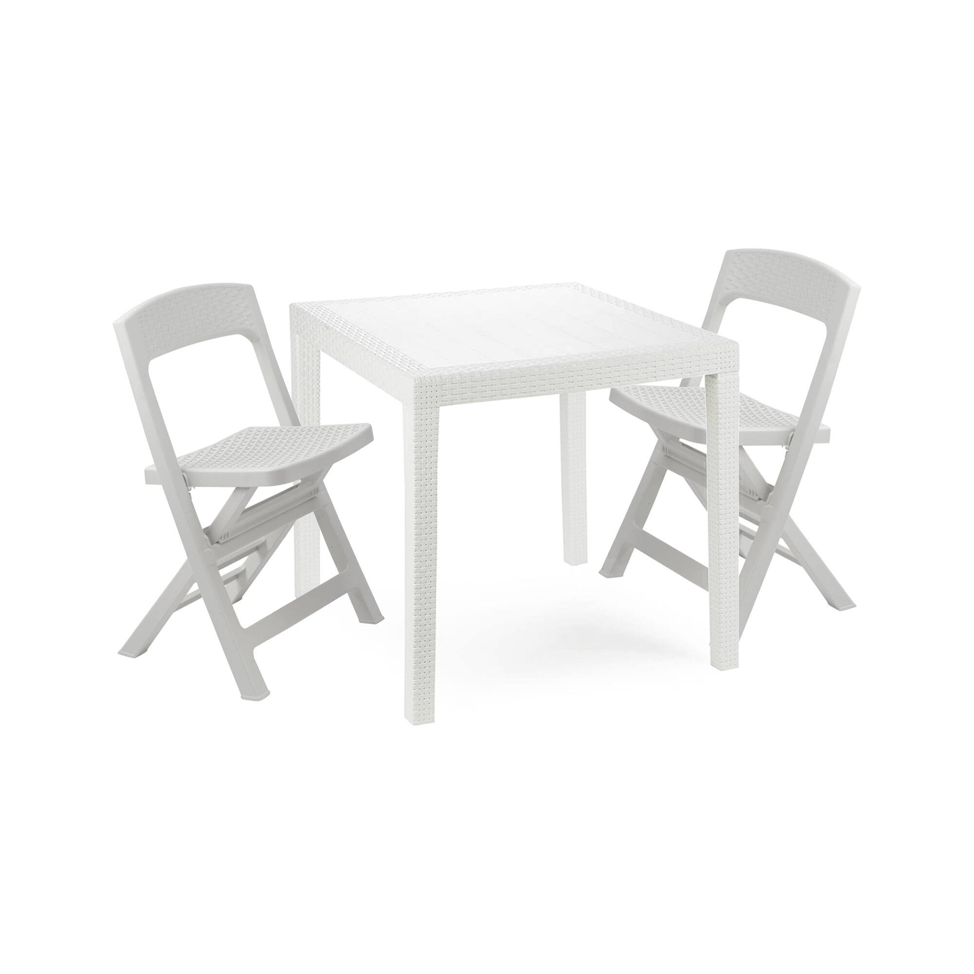 Set Salotto da Esterno Bianco 2 Posti un Tavolino, Impermeabile Made in Italy - Falconara
