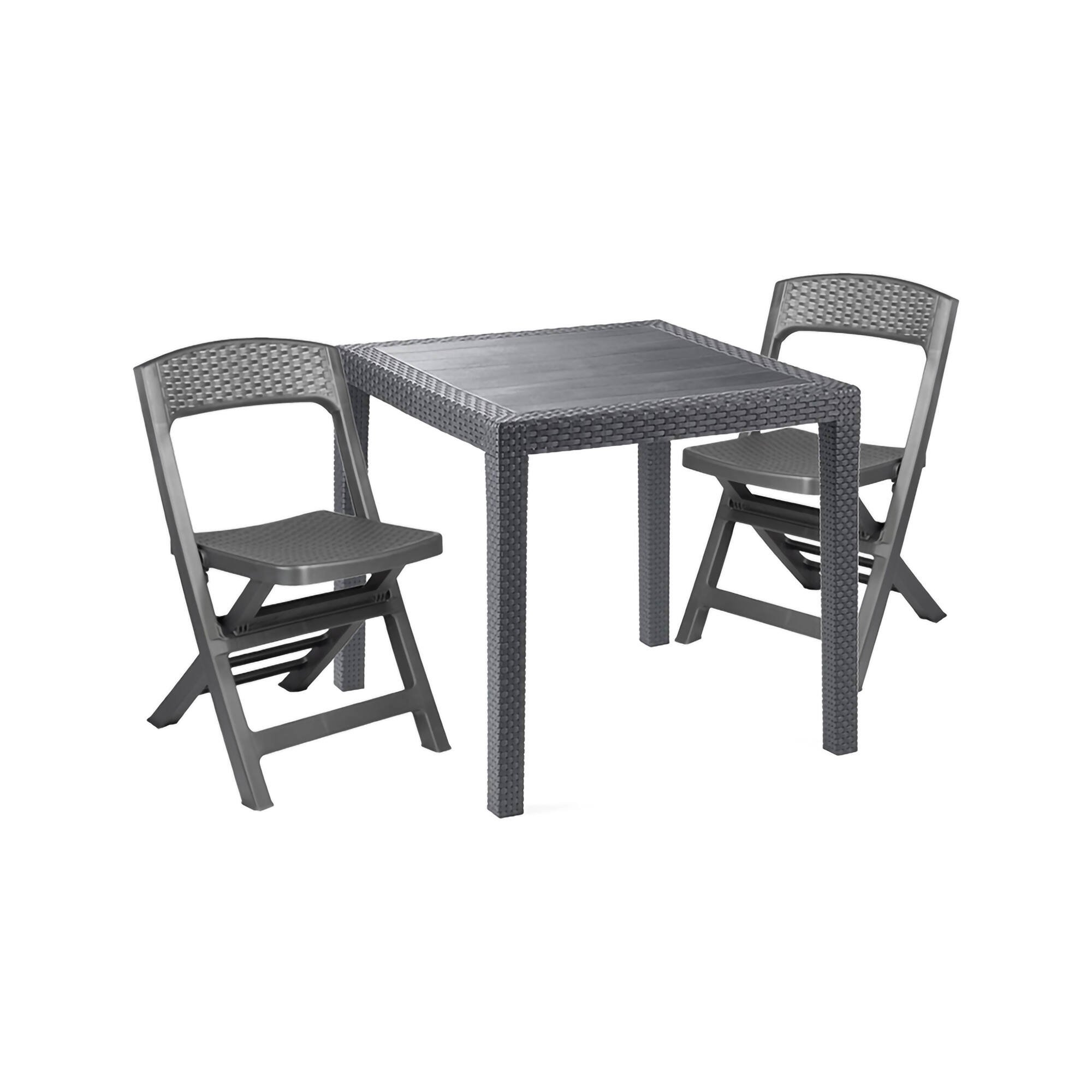 Set Salotto da Esterno Nero Antracite 2 Posti un Tavolino, Impermeabile Made in Italy - Sanzeno
