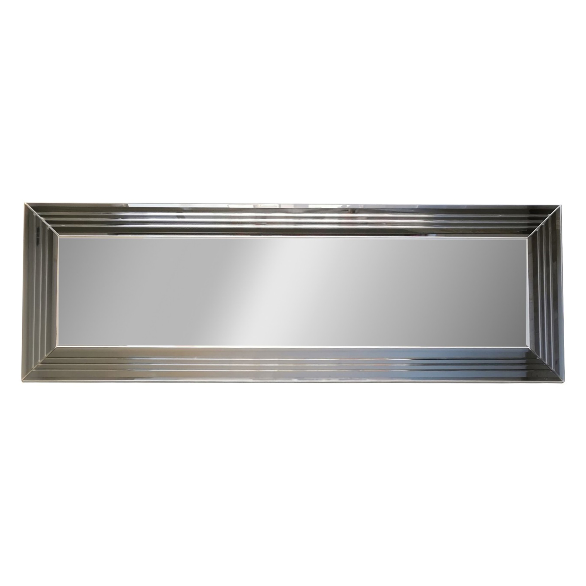 Specchio Argento Trasparente Dettagli Geometrici Forma Rettangolare 120x40h cm, Tipologia a Parete - Varallo