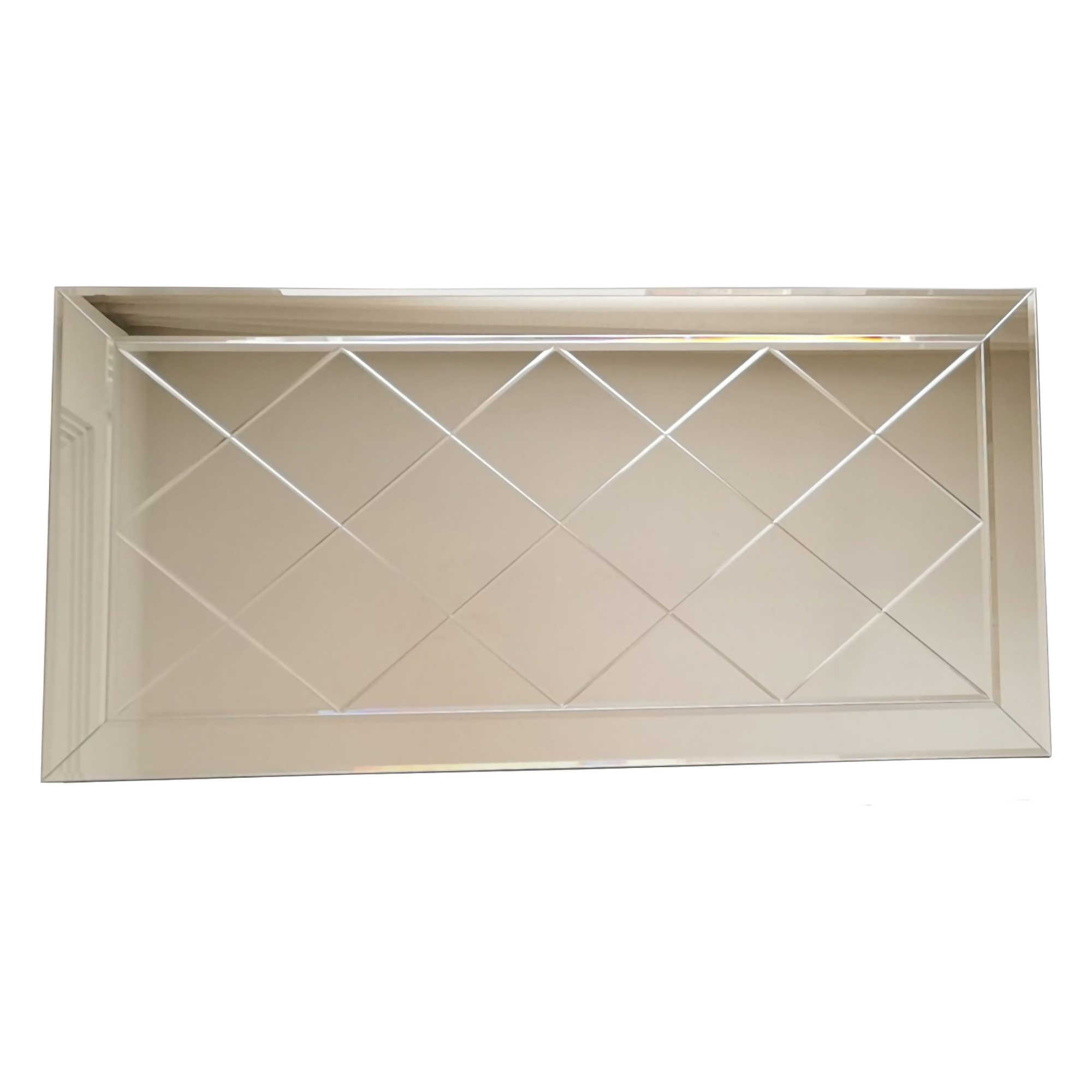 Specchio Argento Trasparente Dettagli Geometrici Forma Rettangolare 130x65h cm, Tipologia a Parete - Rosazza