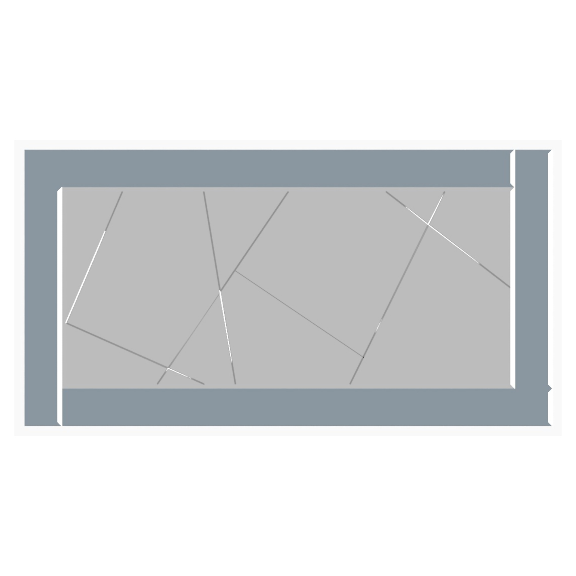 Specchio Bianco Fume Trasparente Dettagli Geometrici Forma Rettangolare 120x60h cm, Colore Struttura Trasparente - Ovaro