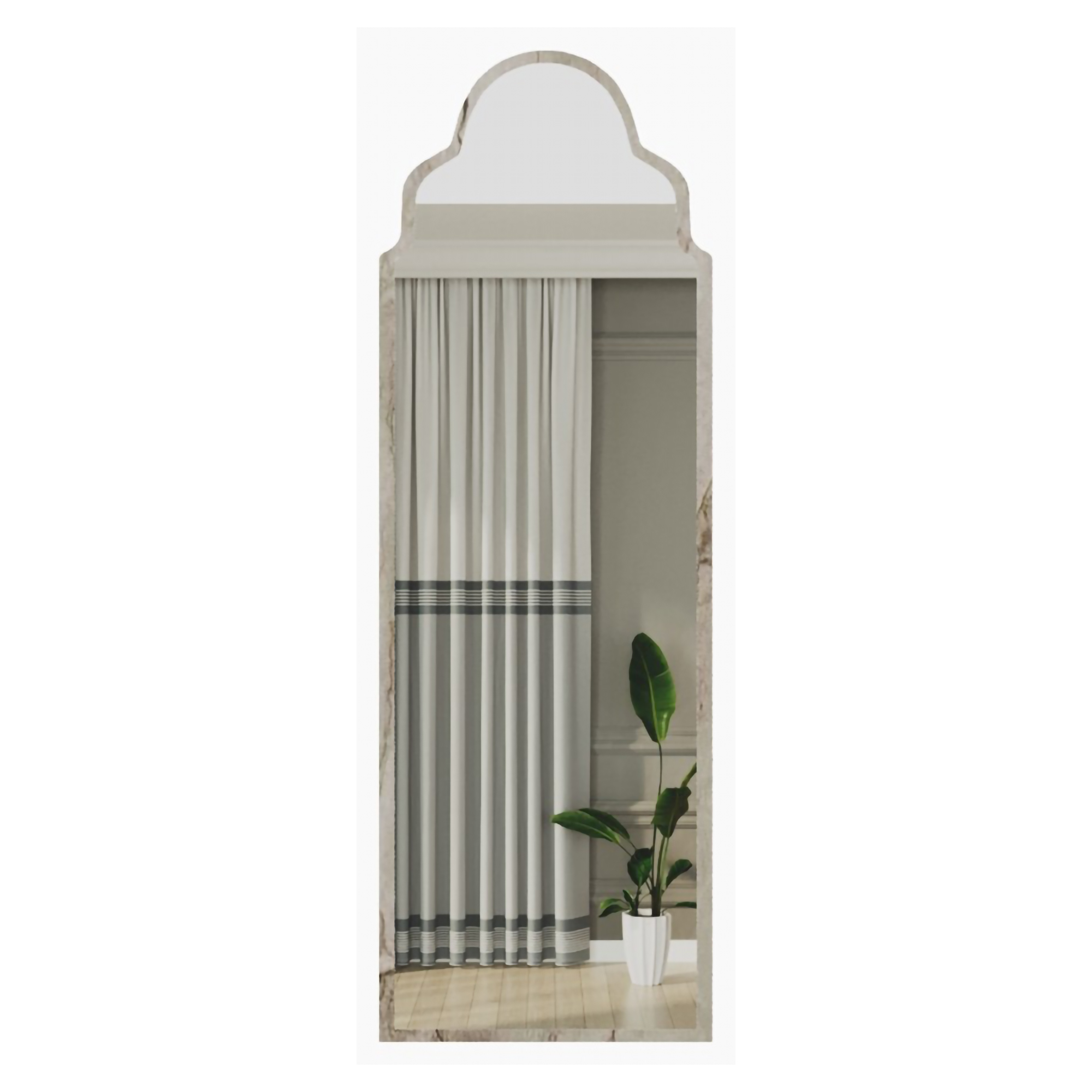 Specchio Bianco Marmo Trasparente Forma Rettangolare Tipologia a Terra 50x160h cm, Colore Struttura Trasparente - Vitta