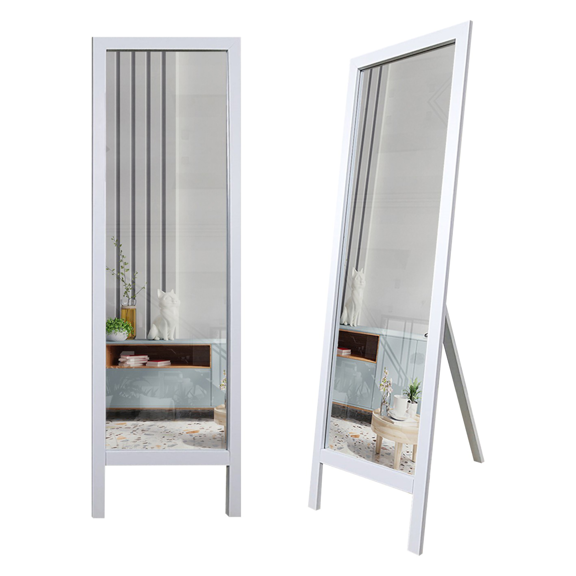 Specchio Bianco Trasparente Forma Rettangolare Tipologia a Terra 45x145h cm, Colore Struttura Trasparente - Crea