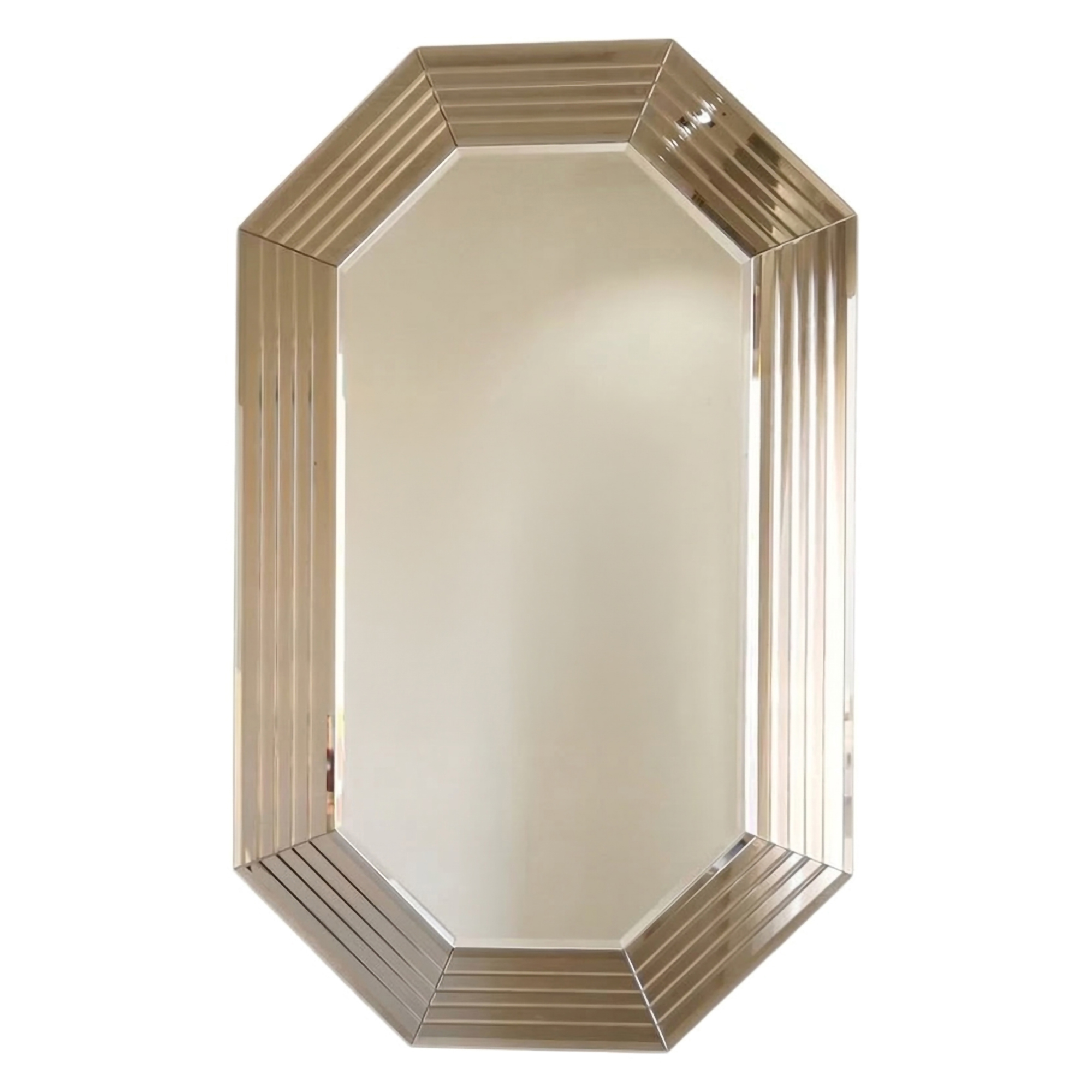 Specchio Marrone Bronzo Trasparente Dettagli Geometrici Forma Ovale 100x60h cm, Colore Struttura Trasparente - Onzo