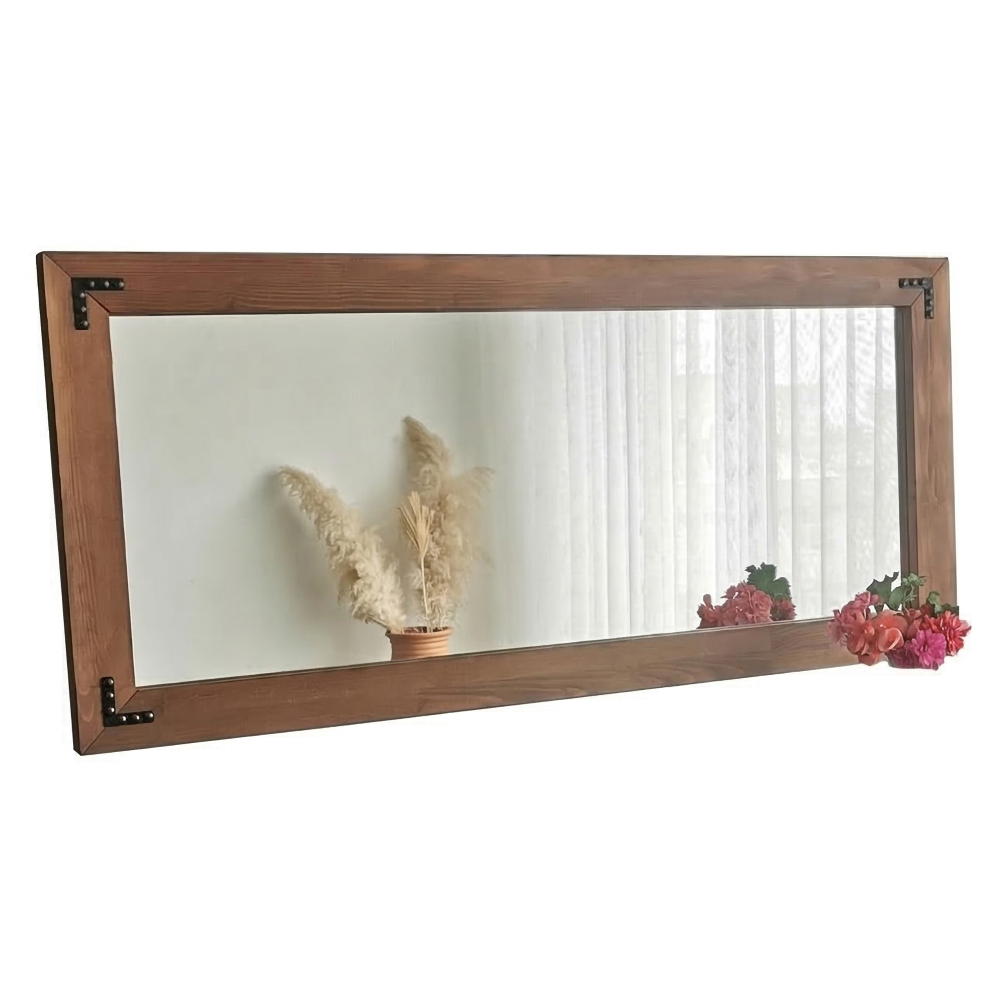 Specchio Marrone Noce Trasparente Forma Rettangolare Tipologia a Parete 110x50h cm, Colore Struttura Trasparente - Corvara