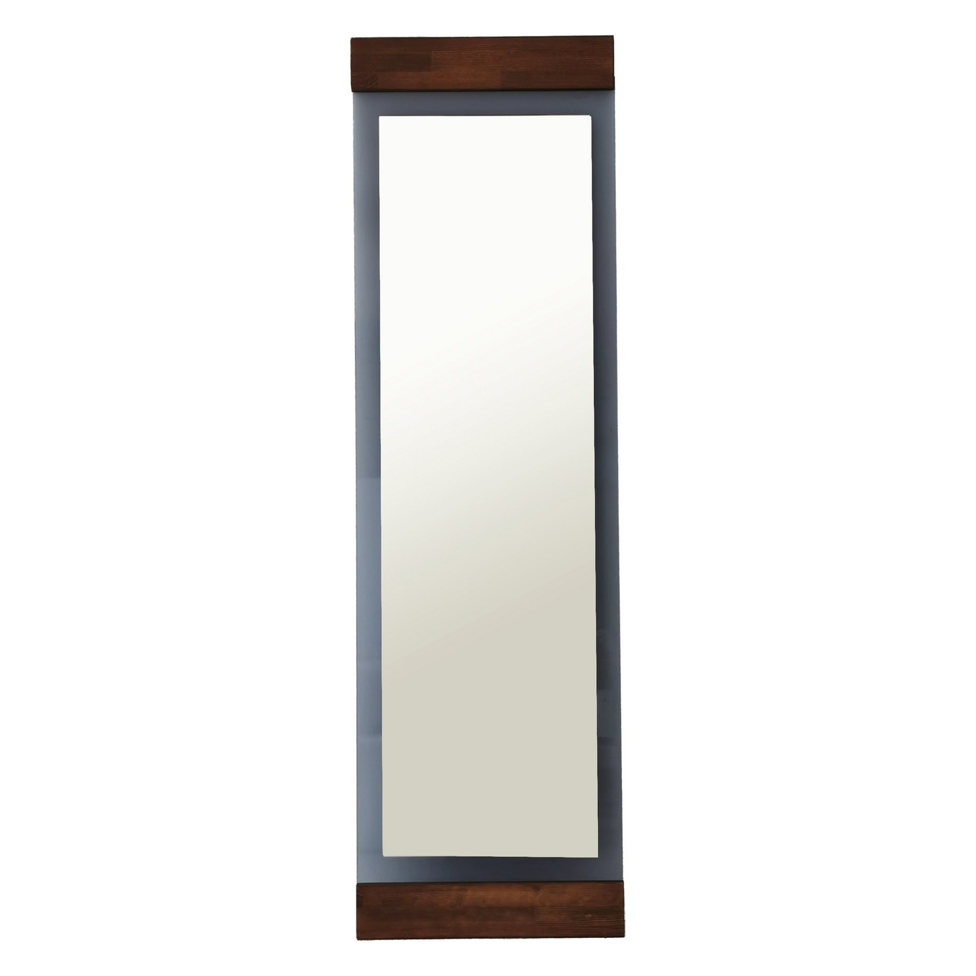 Specchio Marrone Noce Trasparente Fume Forma Rettangolare Tipologia a Terra 50x170h cm, Sfumatura Colore Struttura Noce - Lanzada