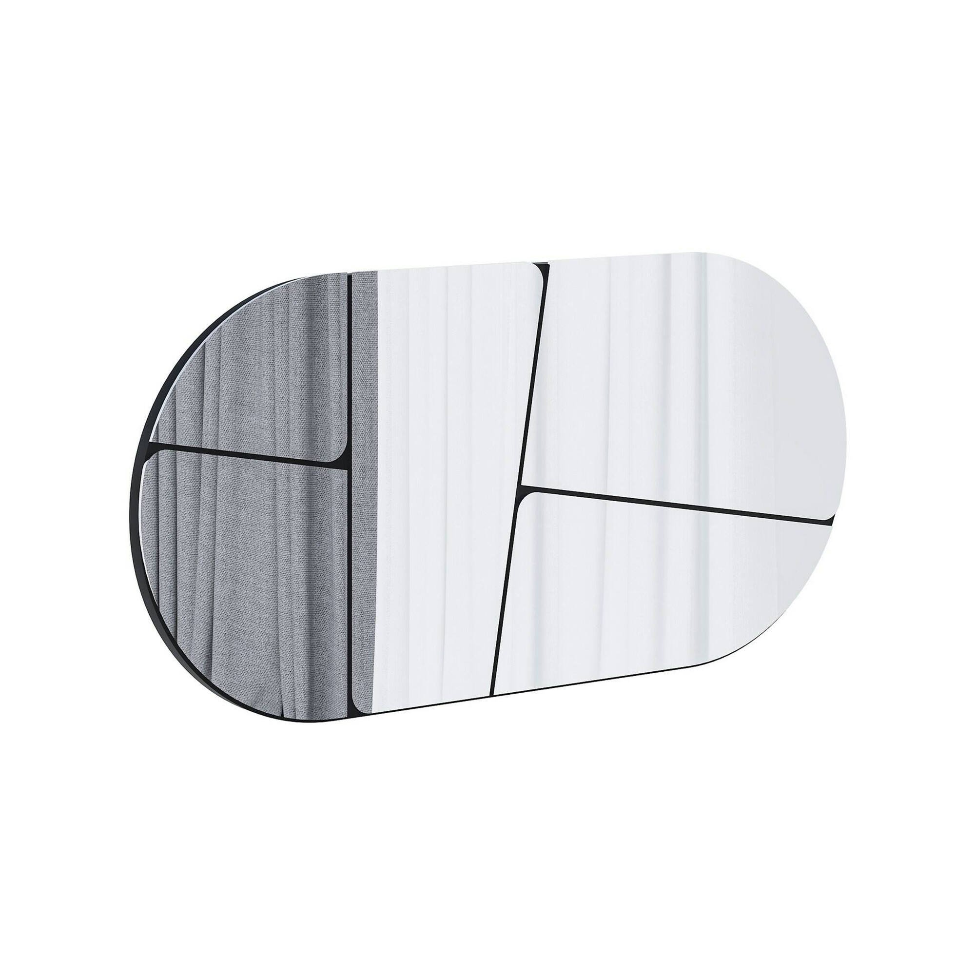 Specchio Moloch, Specchiera, Articolo d'arredo a muro, Decorazione con specchio, 80x2 h40 cm, Nero