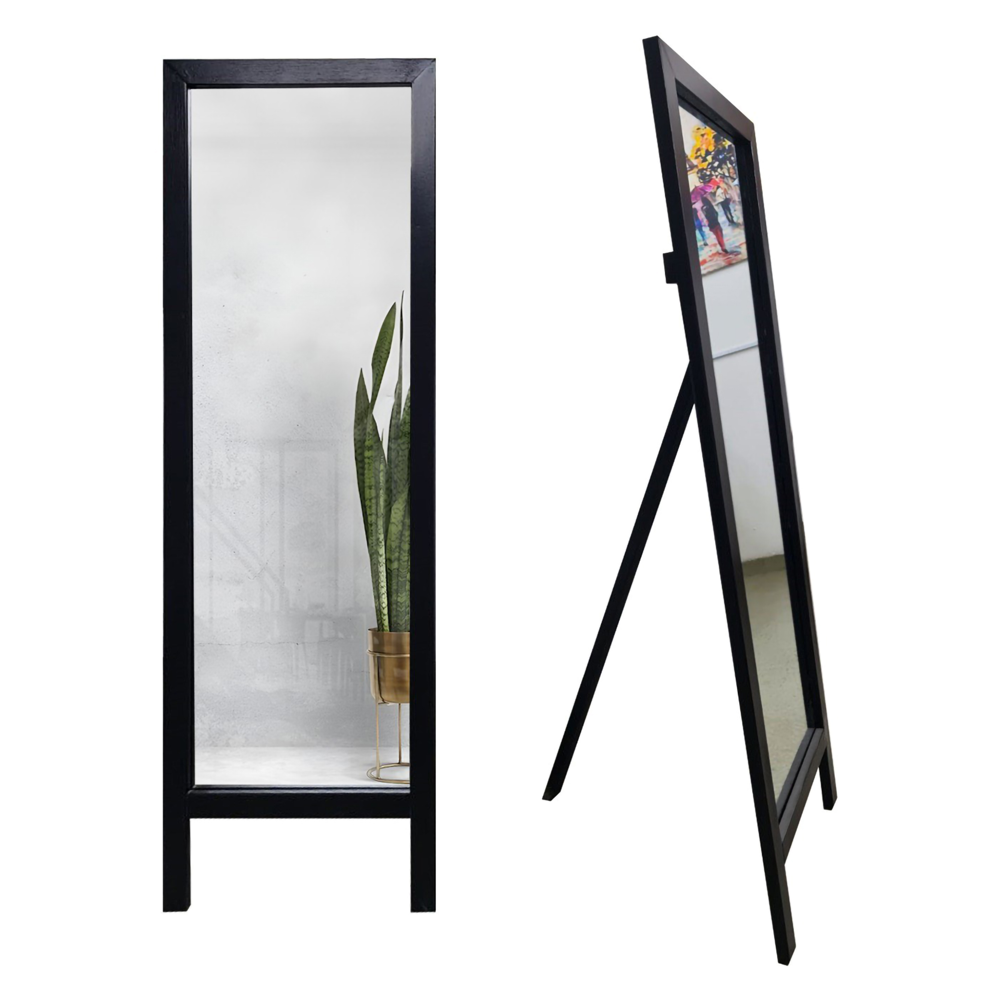 Specchio Nero Trasparente Forma Rettangolare Tipologia a Terra 45x145h cm, Colore Struttura Trasparente - Crea