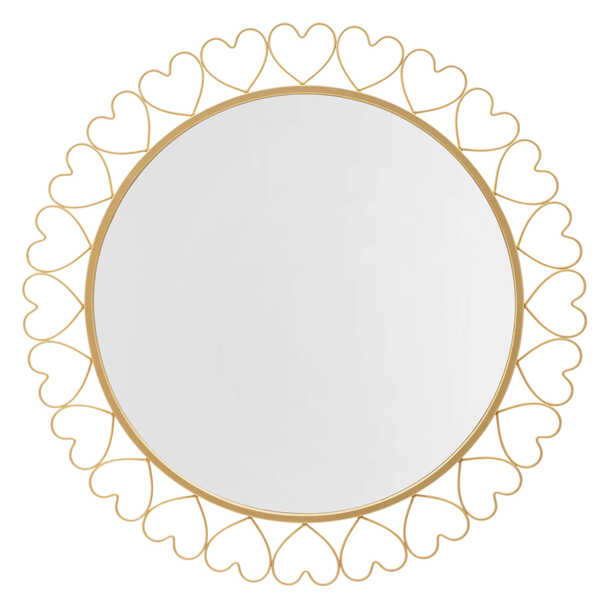 Specchio oro Trasparente Cornice con Cuori Forma Rotondo 80x80h cm, Tipologia a Parete - Fatatoza