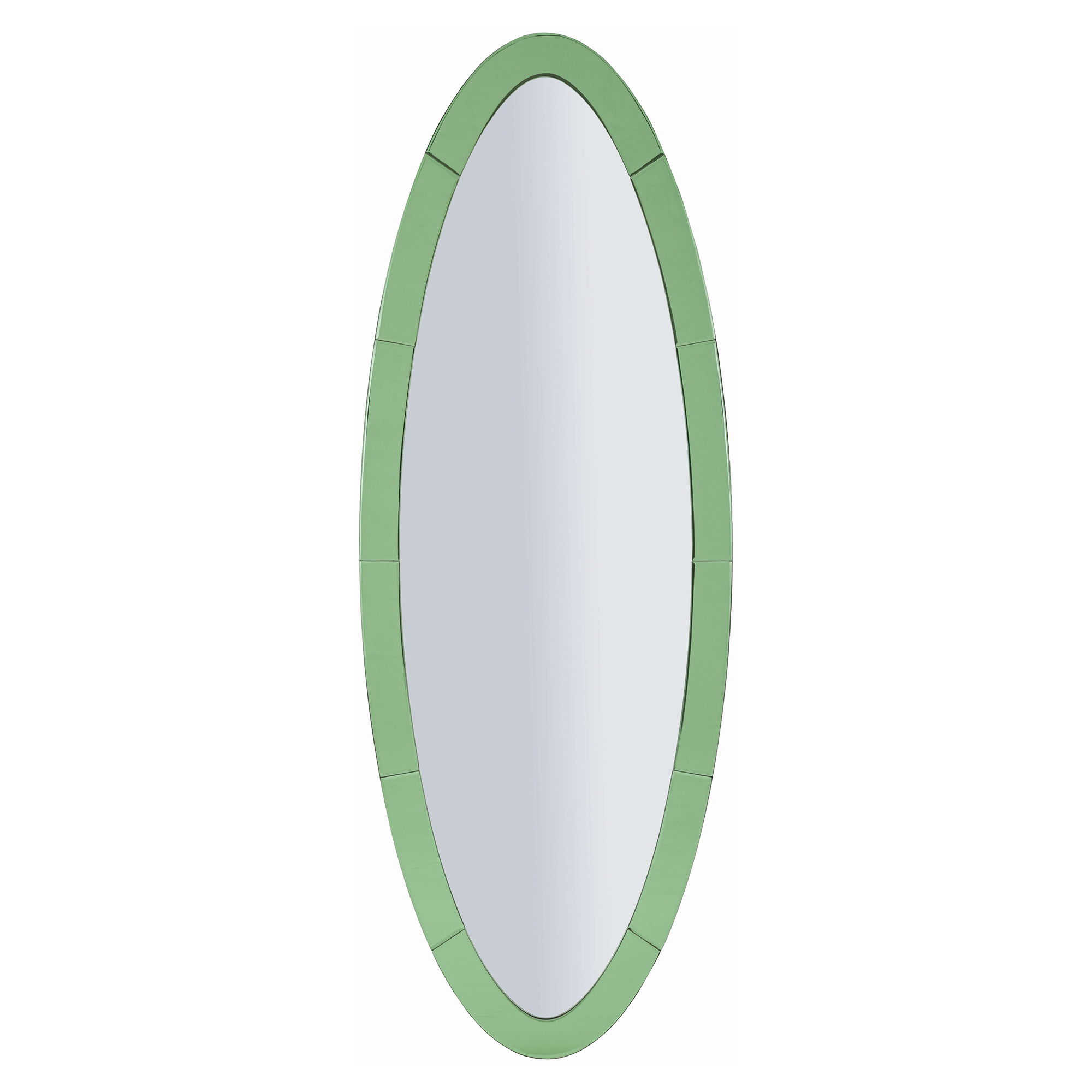 Specchio Verde Trasparente Forma Ovale Tipologia a Parete 55x150h cm, Colore Struttura Trasparente - Trakai