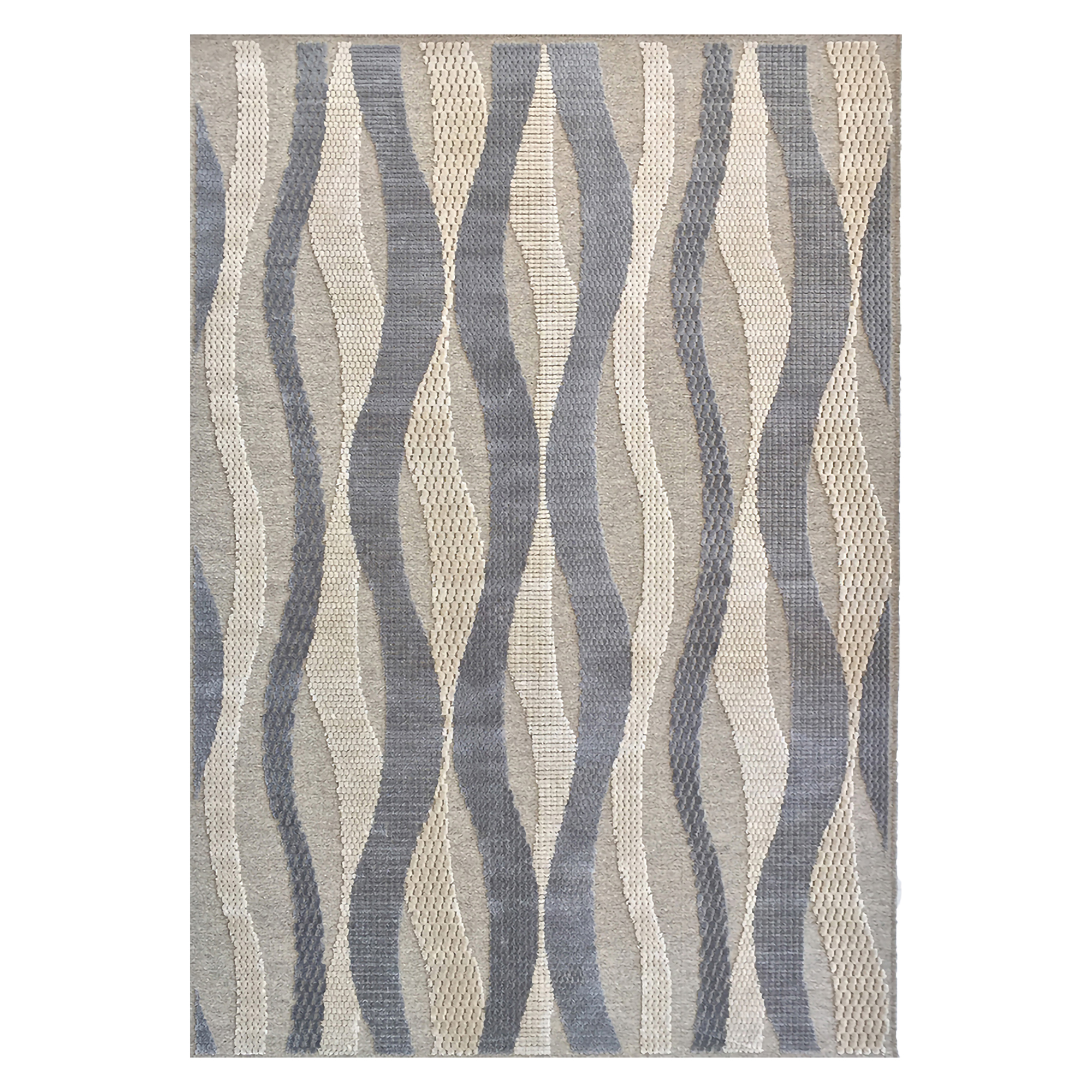 Tappeto Beige blu Punti 820000 m2 Pelo 100% Viscosa base Lana Forma Rettangolare 230x160 cm, Antiscivolo - Lasane