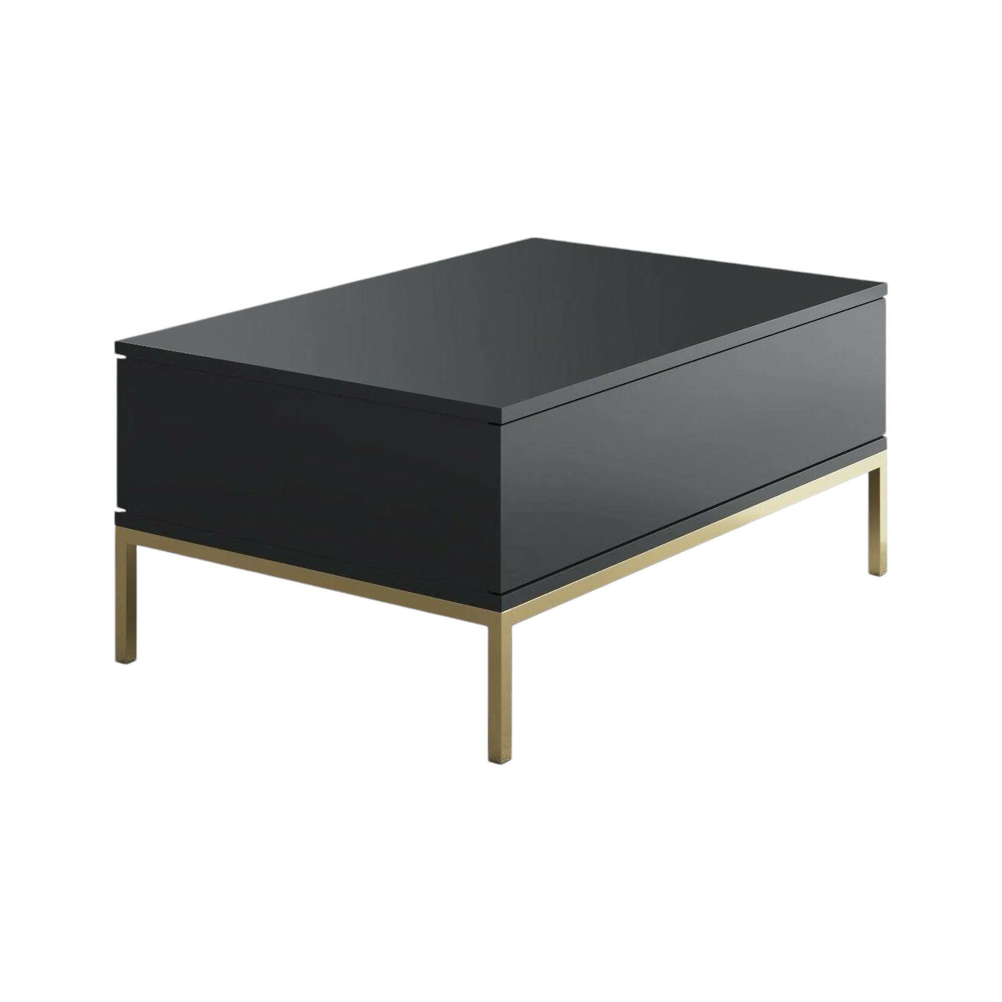 Tavolino da salotto Antares, Tavolo basso da soggiorno, Ripiano da caffè, Tavolino per divano, 90x60h40 cm, Antracite e Oro