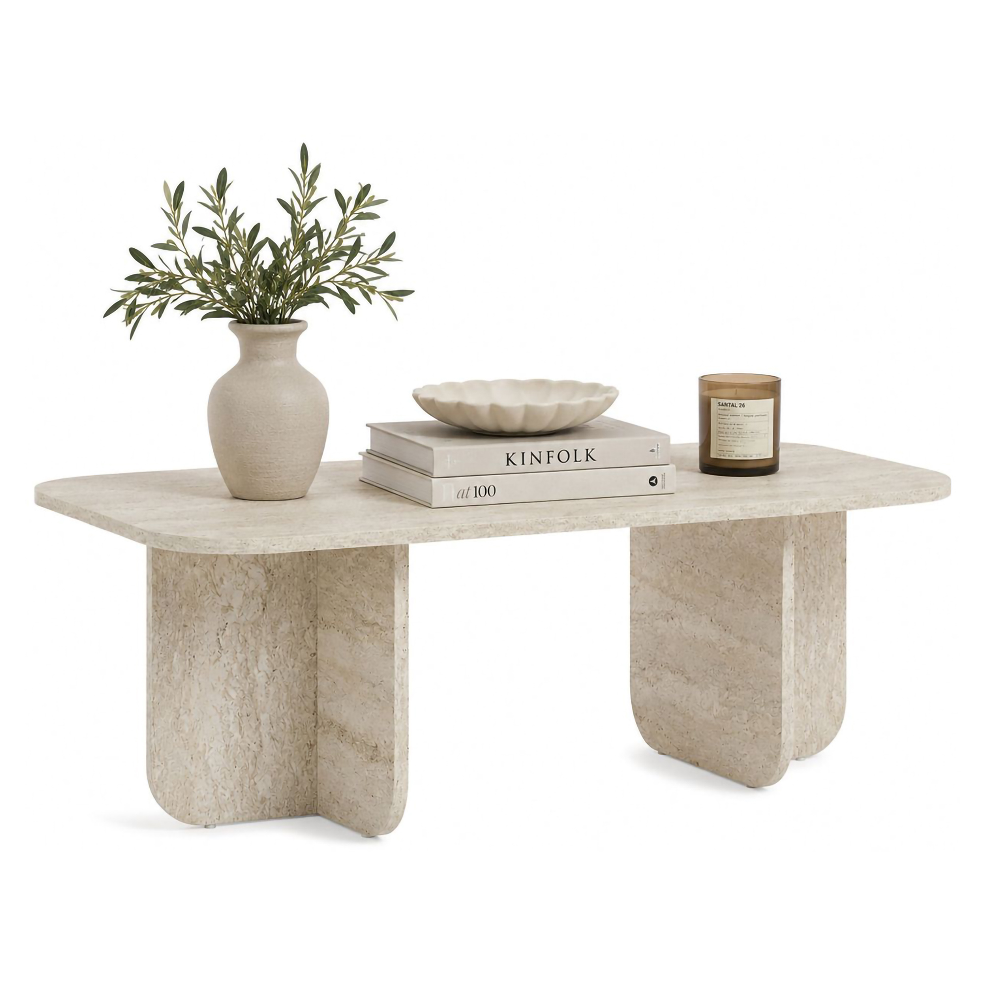 Tavolino da Salotto Bianco Marmo Forma Rettangolare Materiale Piano in Legno Nobilitato 120x60x41h cm, Colore Ripiano Bianco - Nomeva