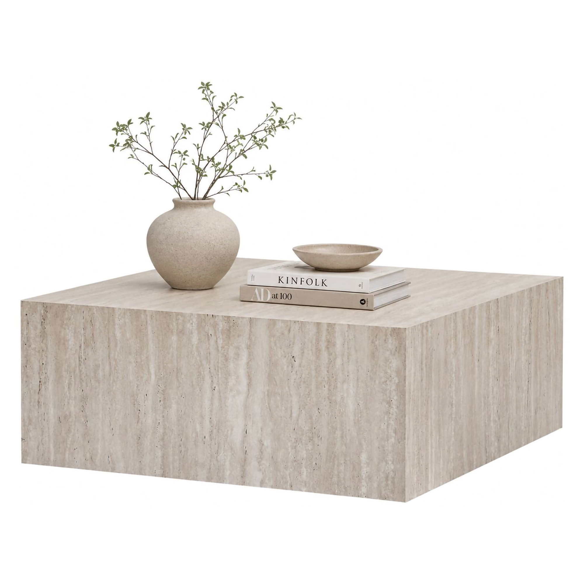 Tavolino da Salotto Bianco Marmo Forma Rettangolare Materiale Piano in Legno Nobilitato 90x90x35h cm, Colore Ripiano Bianco - Nofaraka