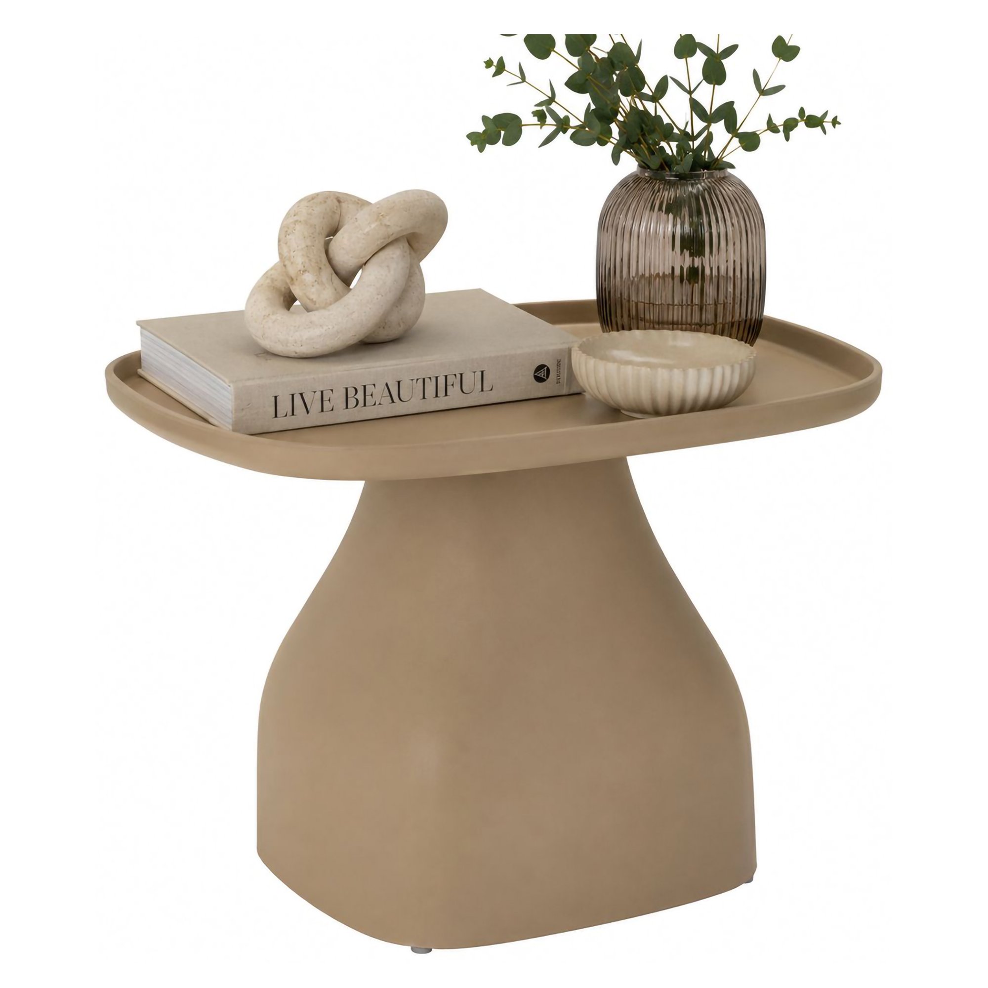 Tavolino da Salotto Grigio Tortora Adatto per Indoor-outdoor Angoli Arrotondati Forma Quadrato 48x48x38h cm, Colore Ripiano Grigio - Derben
