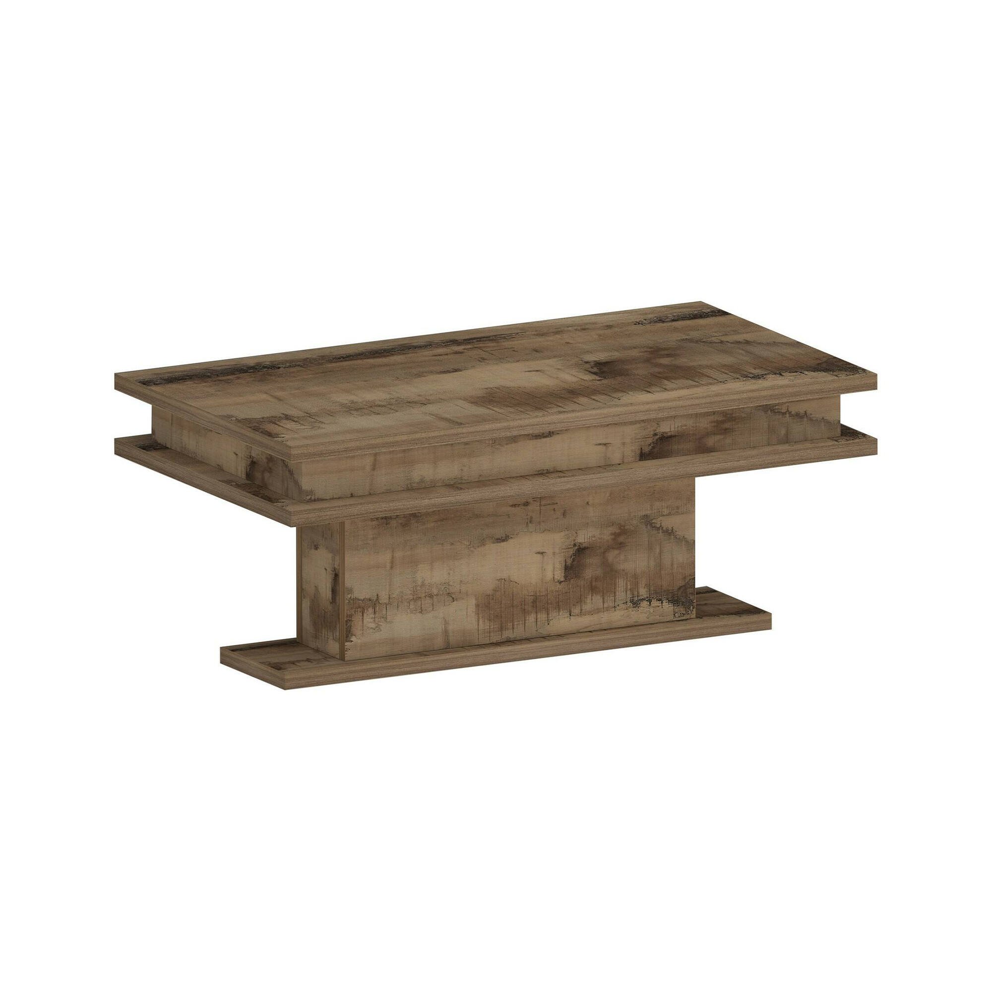Tavolino da Salotto Marrone Acero Luce led Forma Rettangolare 100x55x42h cm, Colore Ripiano Marrone Made in Italy - Iside
