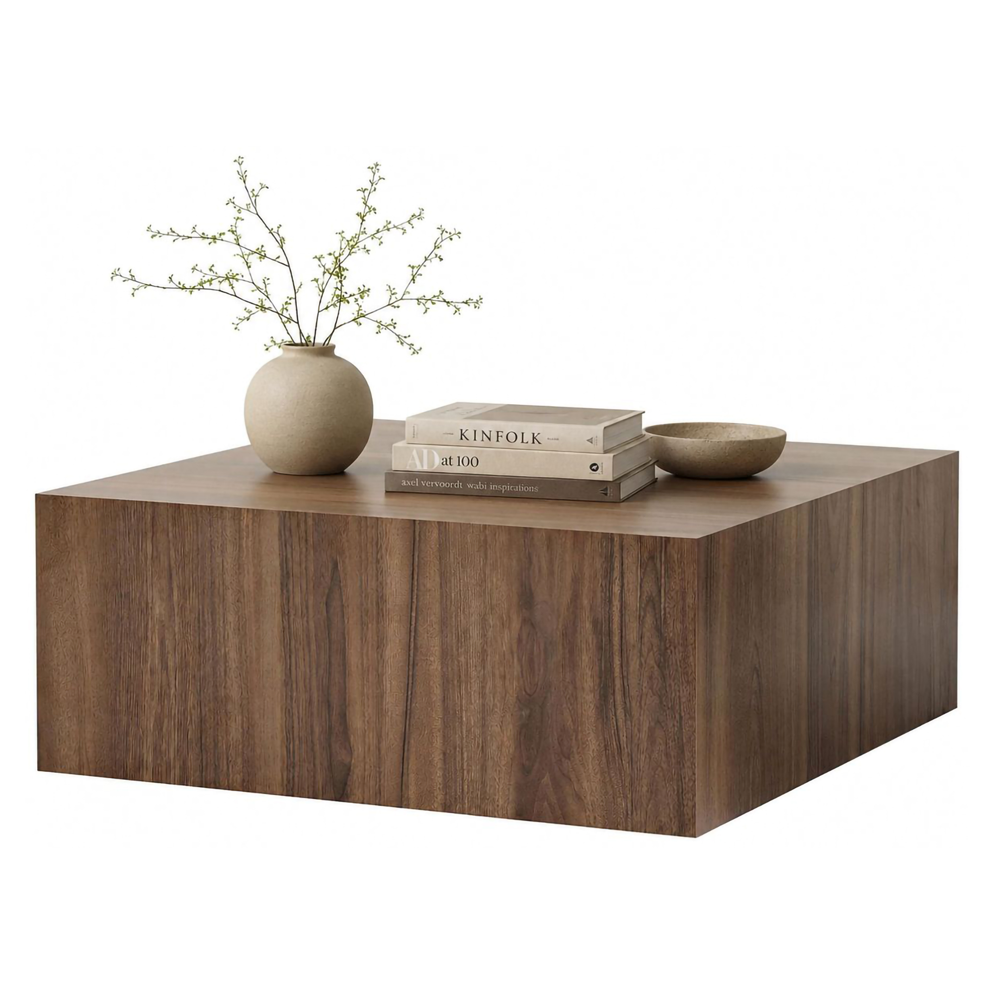 Tavolino da Salotto Marrone Noce Forma Rettangolare Materiale Piano in Legno Nobilitato 90x90x35h cm, Colore Ripiano Marrone - Nofaraka
