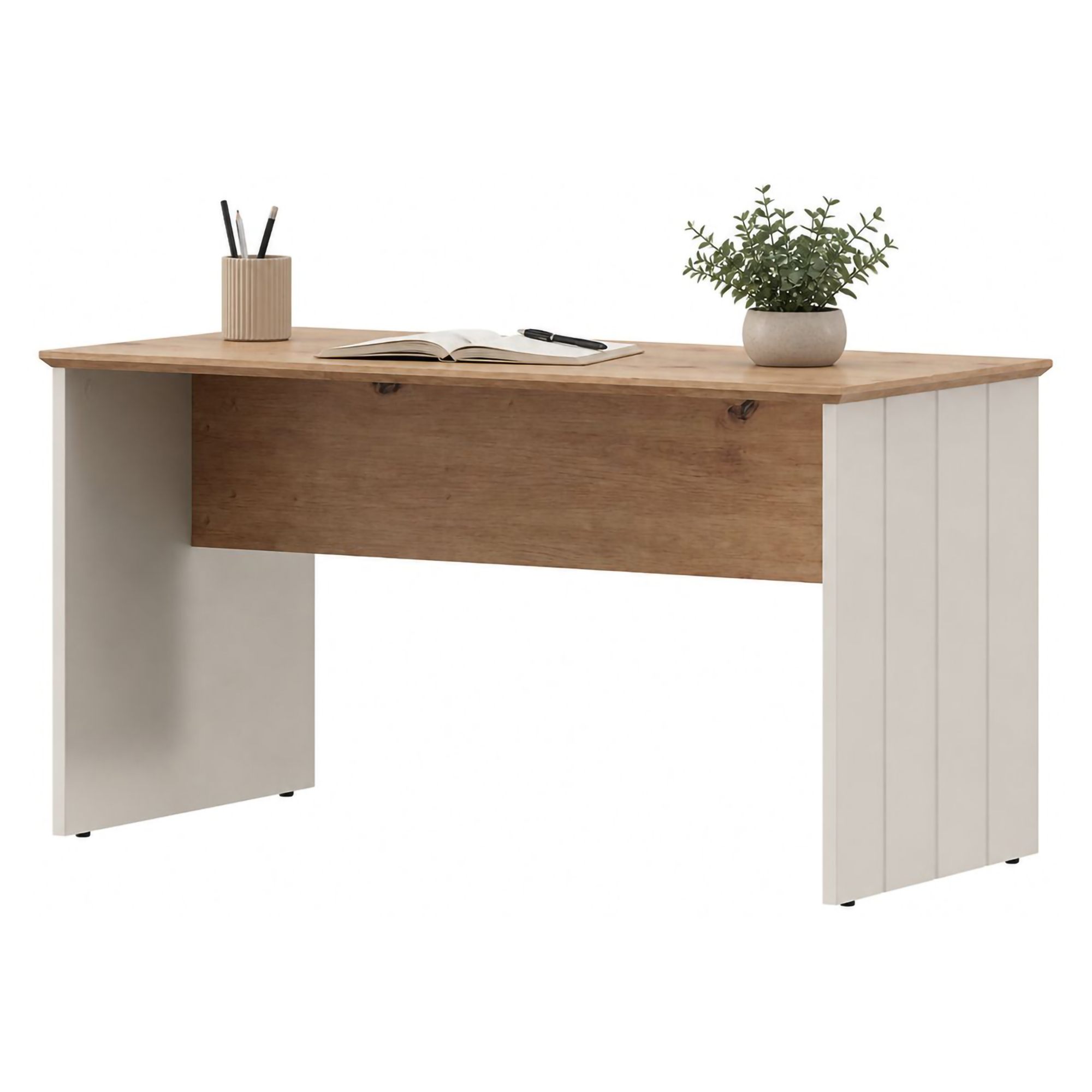 Tavolino da Salotto Marrone Rovere Nodi Bianco Crema Forma Rettangolare Colore Ripiano Marrone 90x50x47h cm, Colore Struttura Bianco - Pecor