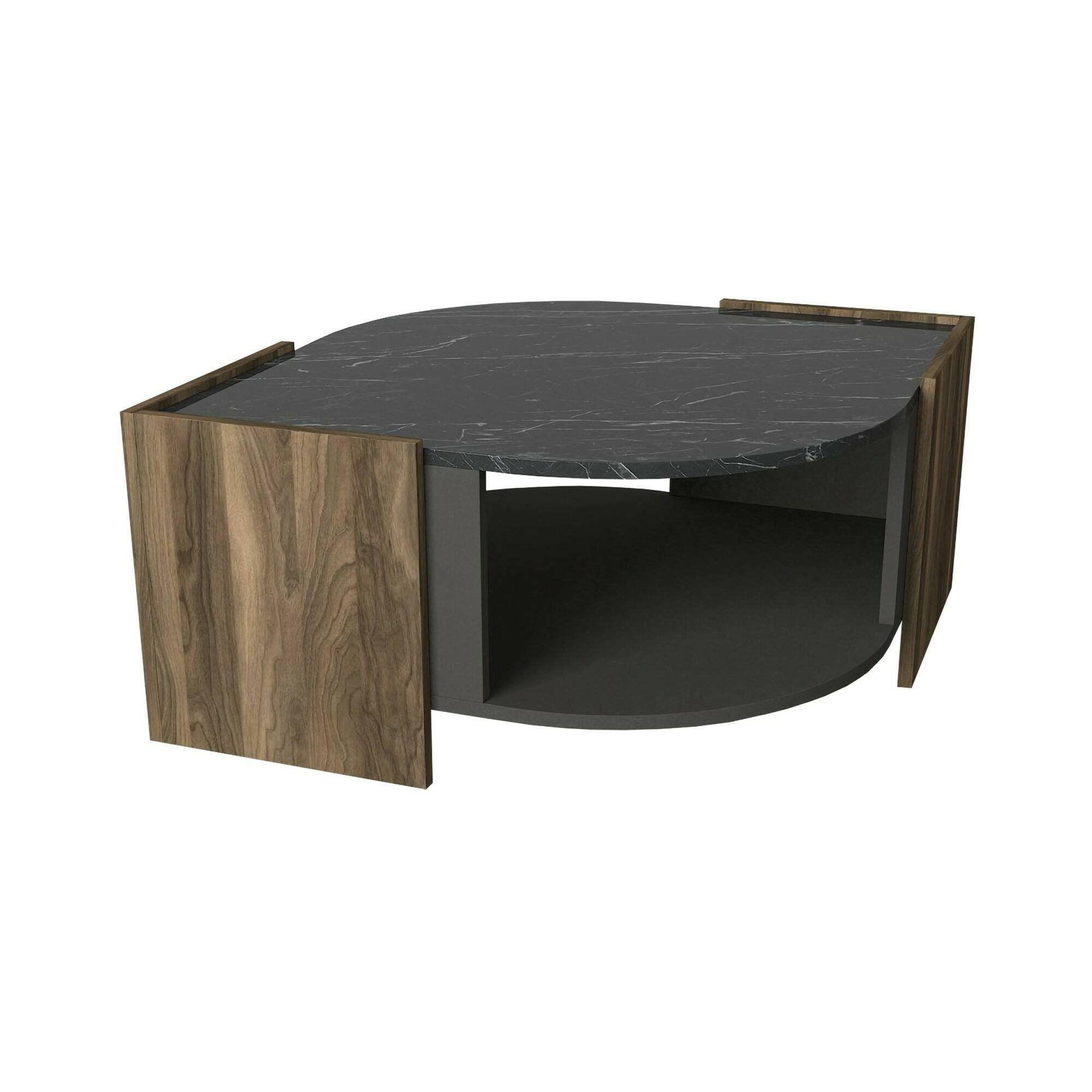 Tavolino da salotto Mintaka, Tavolo basso da soggiorno, Ripiano da caffè, Tavolino per divano, 75x75h40 cm, Noce e Nero