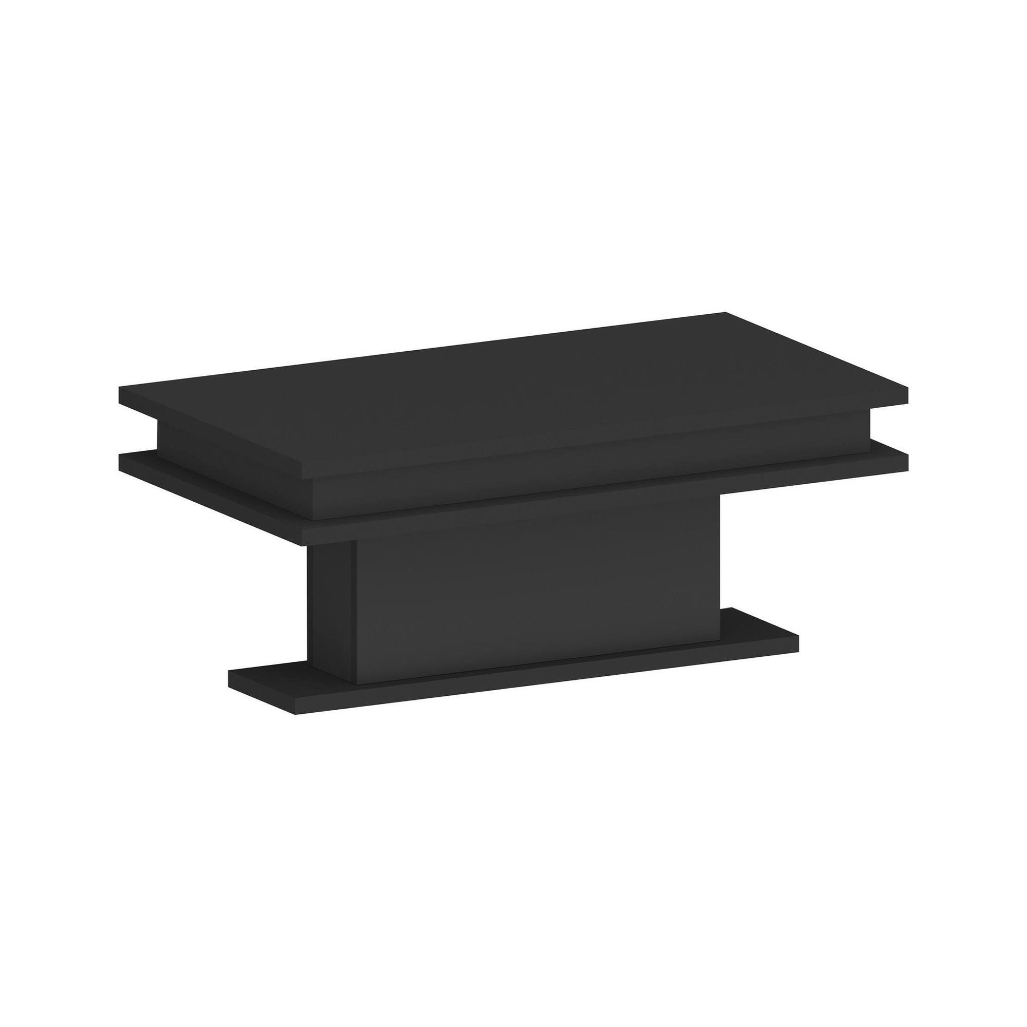 Tavolino da Salotto Nero Antracite Luce led Forma Rettangolare 100x55x42h cm, Sfumatura Colore Ripiano Antracite Made in Italy - Iside