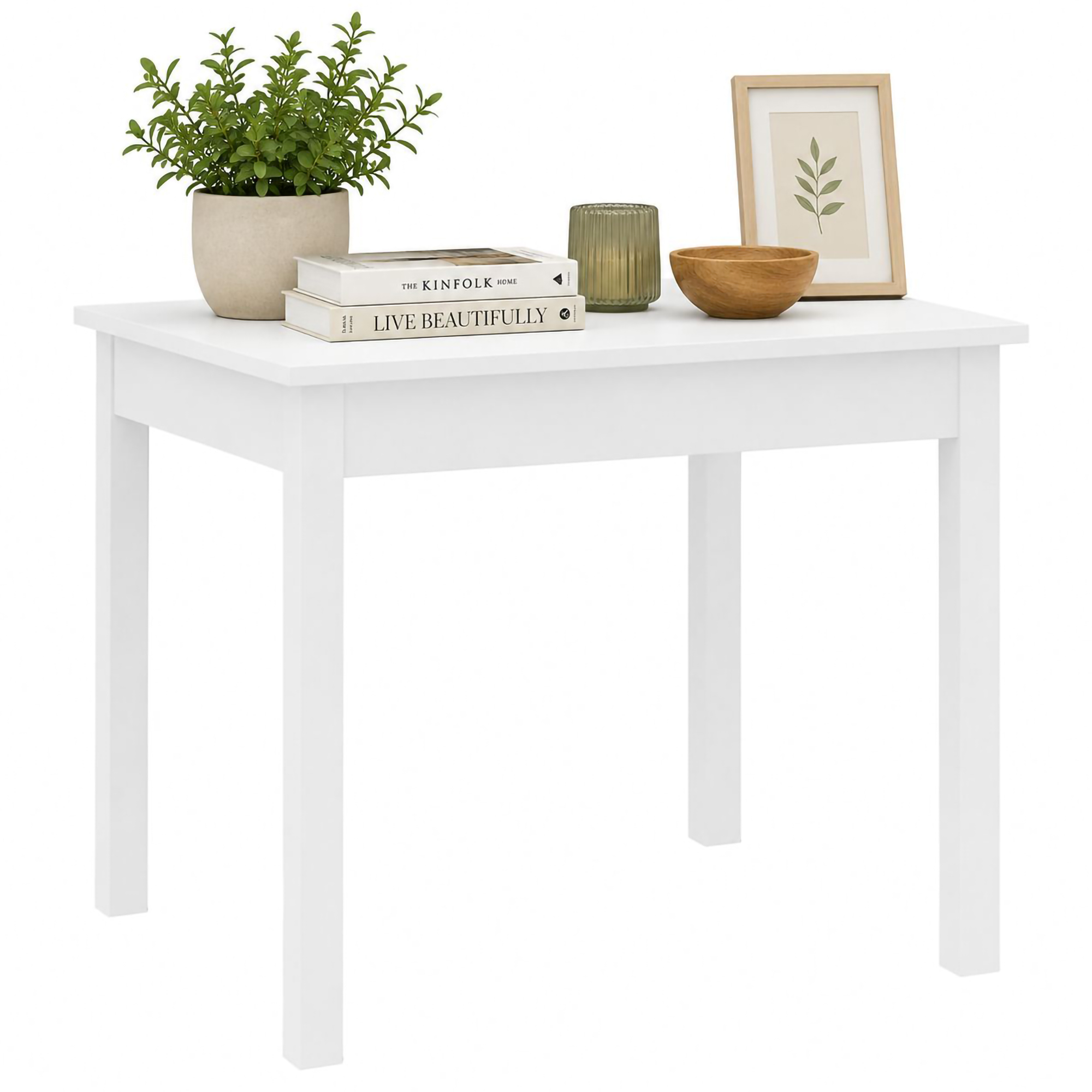 Tavolo Fisso Bianco 4 Posti Forma Quadrato 80x80x76h cm, Materiale Piano in Legno Nobilitato - Lofaka