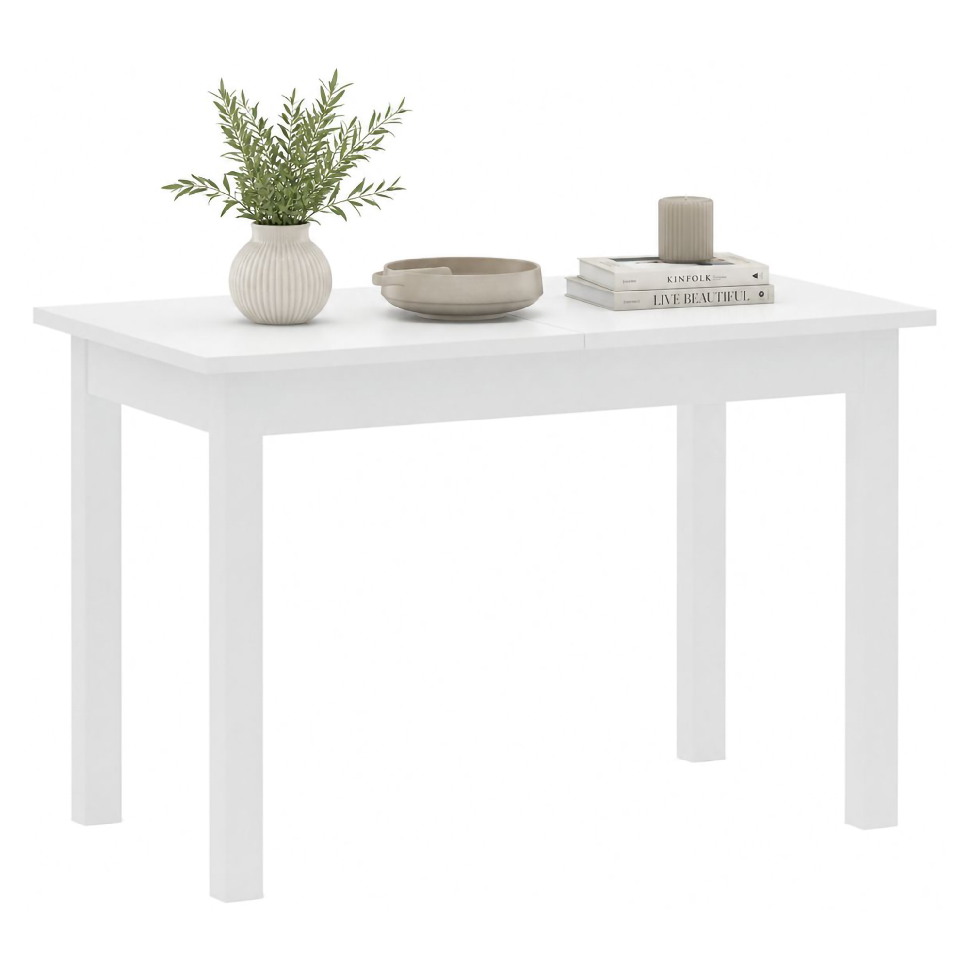 Tavolo Fisso Bianco 6 Posti Forma Rettangolare 120x70x76h cm, Materiale Piano in Legno Nobilitato - Litabana
