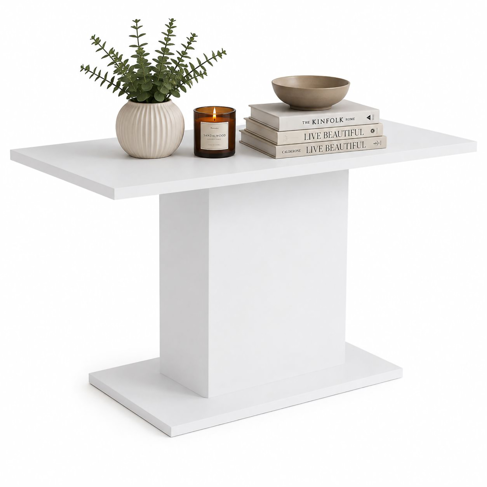 Tavolo Fisso Bianco 6 Posti Forma Rettangolare 138x80x74h cm, Materiale Piano in Legno Nobilitato - Litarari