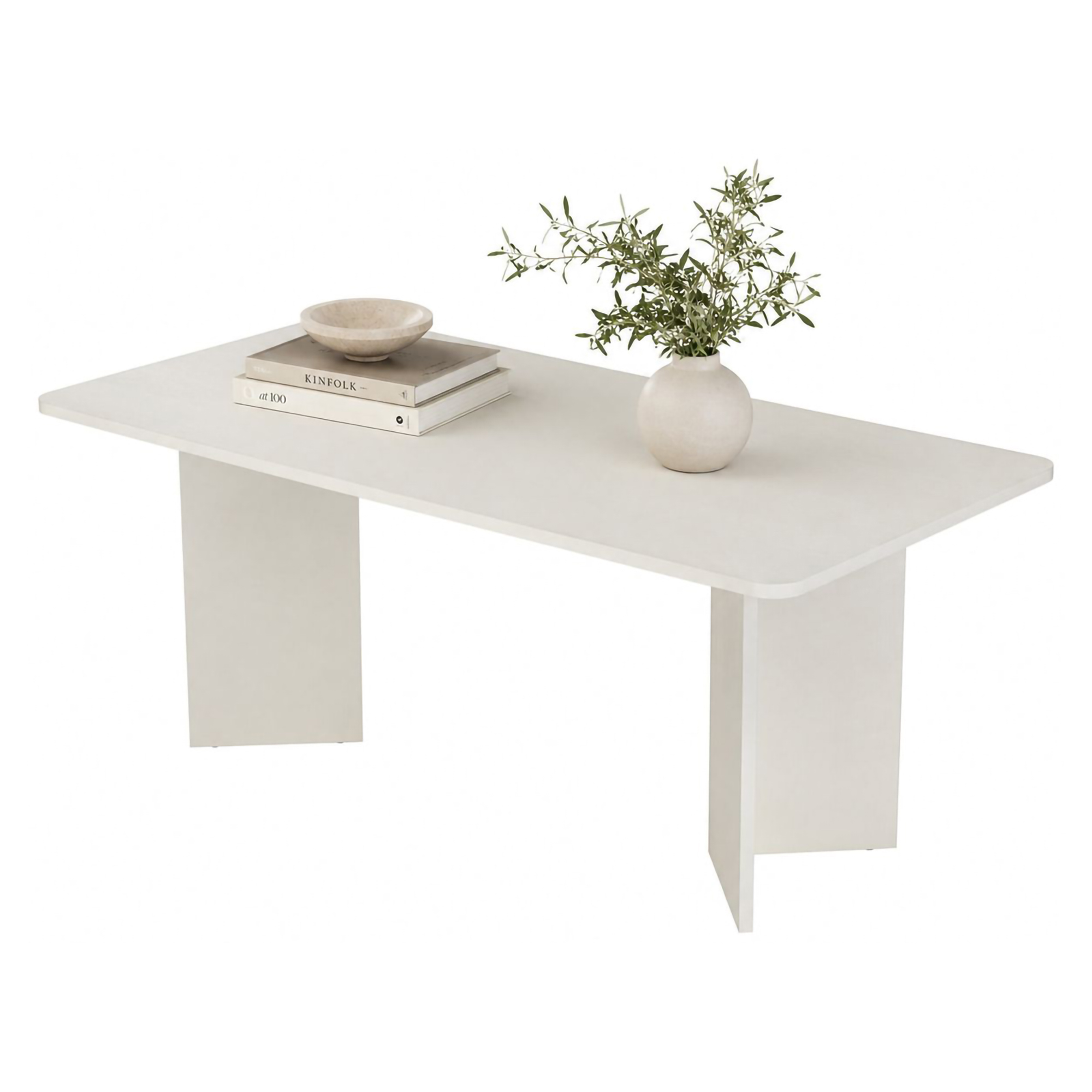 Tavolo Fisso Bianco 6 Posti Forma Rettangolare 180x90x75h cm, Materiale Piano in Legno Nobilitato - Noleme