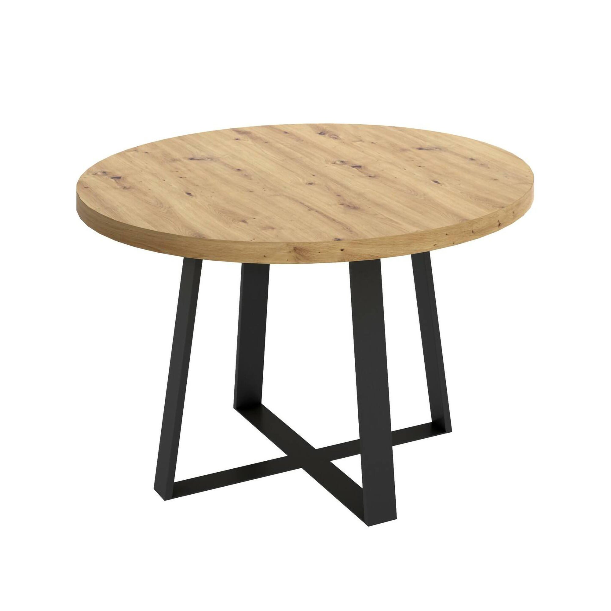 Tavolo fisso Carone, Tavolo da pranzo multiuso, Tavolo rotondo da cucina o sala da pranzo, 120x120h75 cm, Rovere Nodi