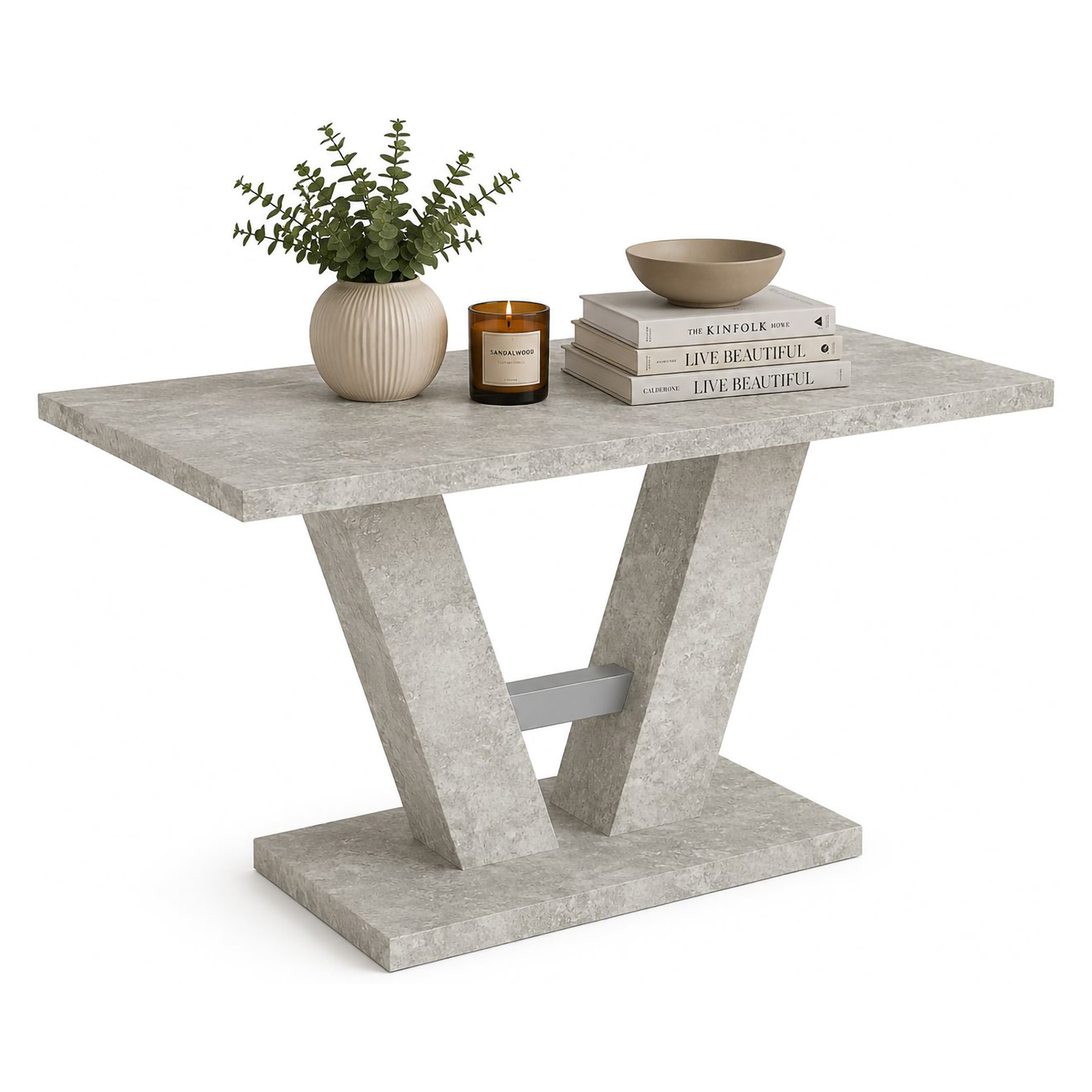 Tavolo Fisso Grigio Cemento 6 Posti Forma Rettangolare 137x90x76h cm, Sfumatura Colore Struttura Cemento - Liteneso