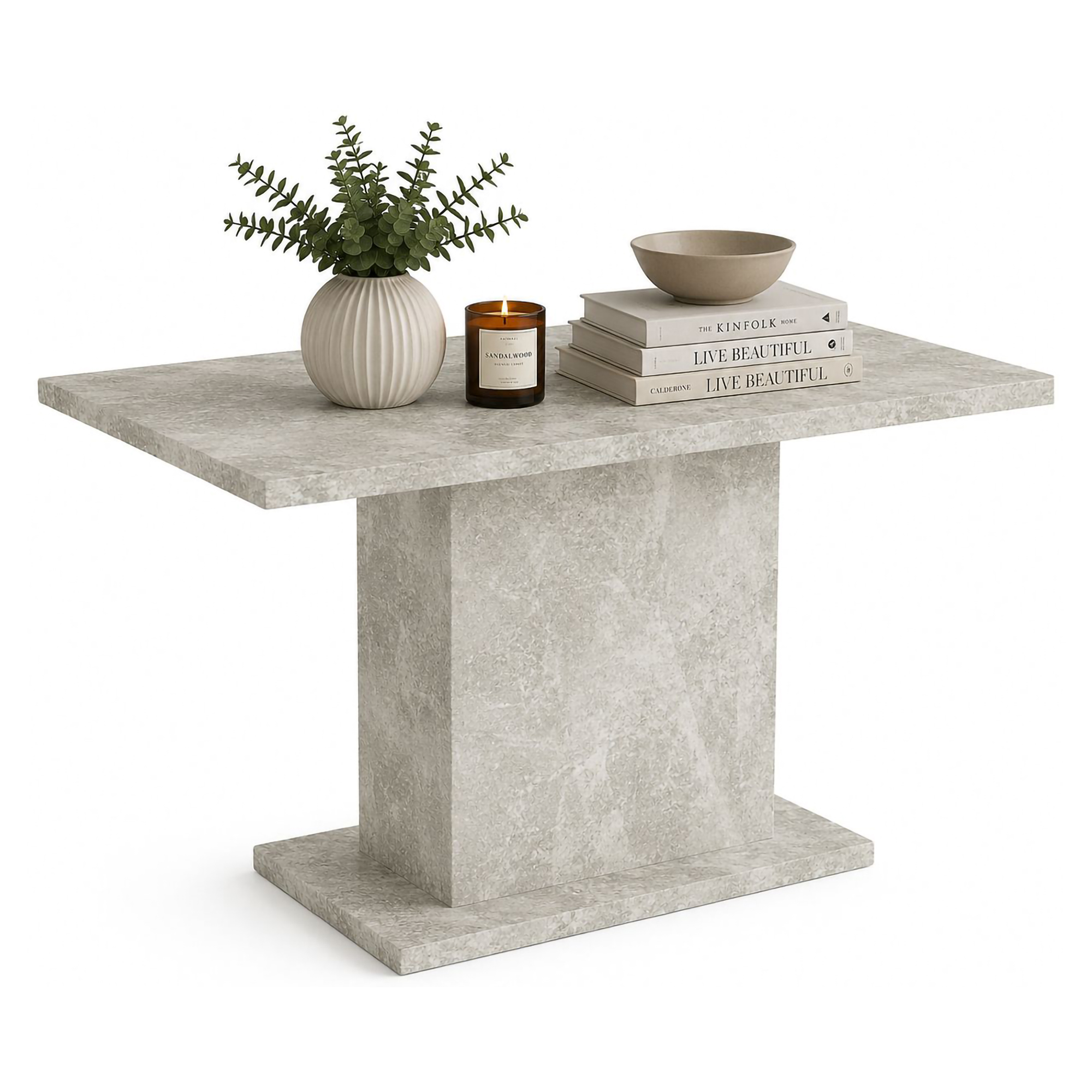 Tavolo Fisso Grigio Cemento 6 Posti Forma Rettangolare 138x80x74h cm, Sfumatura Colore Struttura Cemento - Litarari