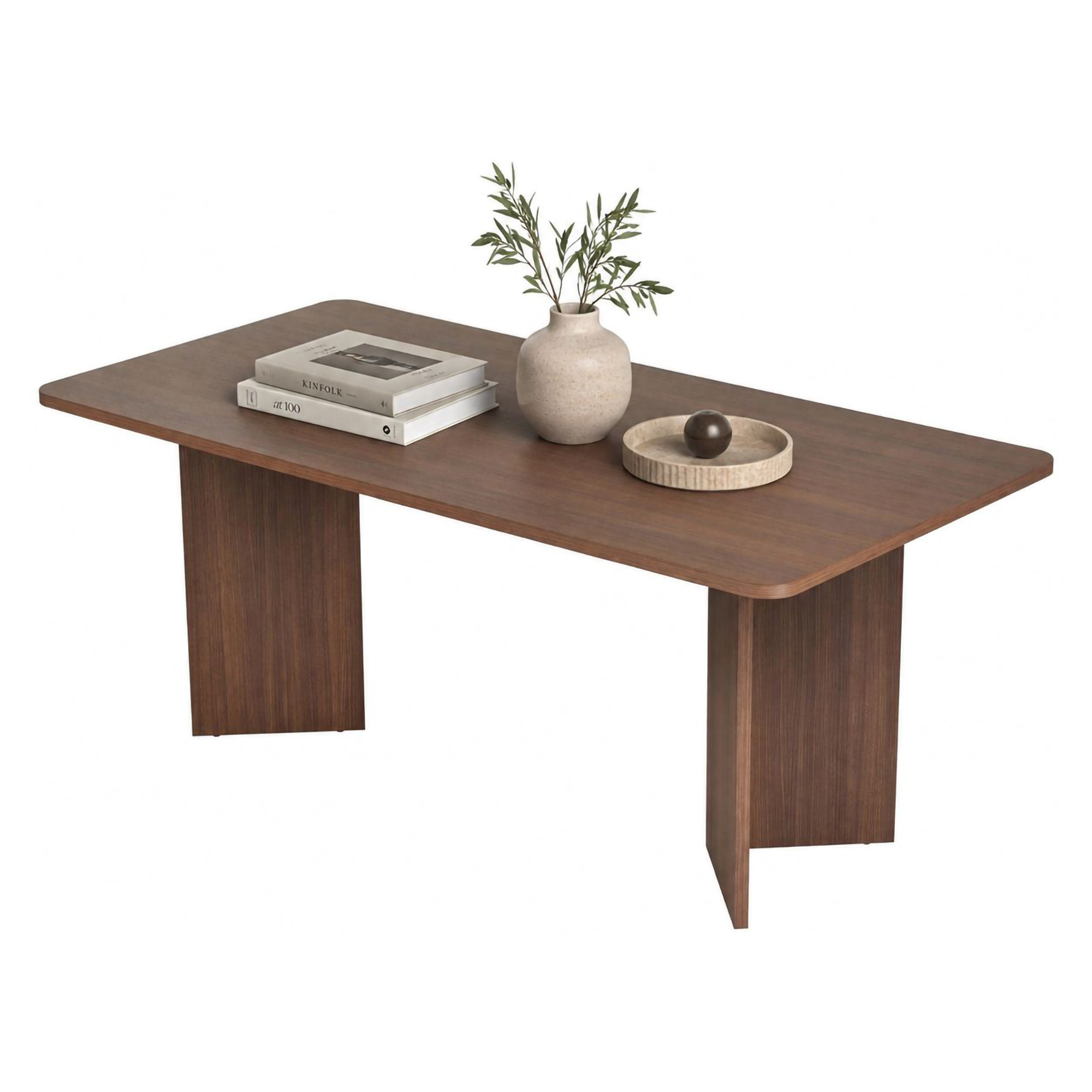 Tavolo Fisso Marrone Noce 6 Posti Forma Rettangolare 180x90x75h cm, Materiale Piano in Legno Nobilitato - Noleme