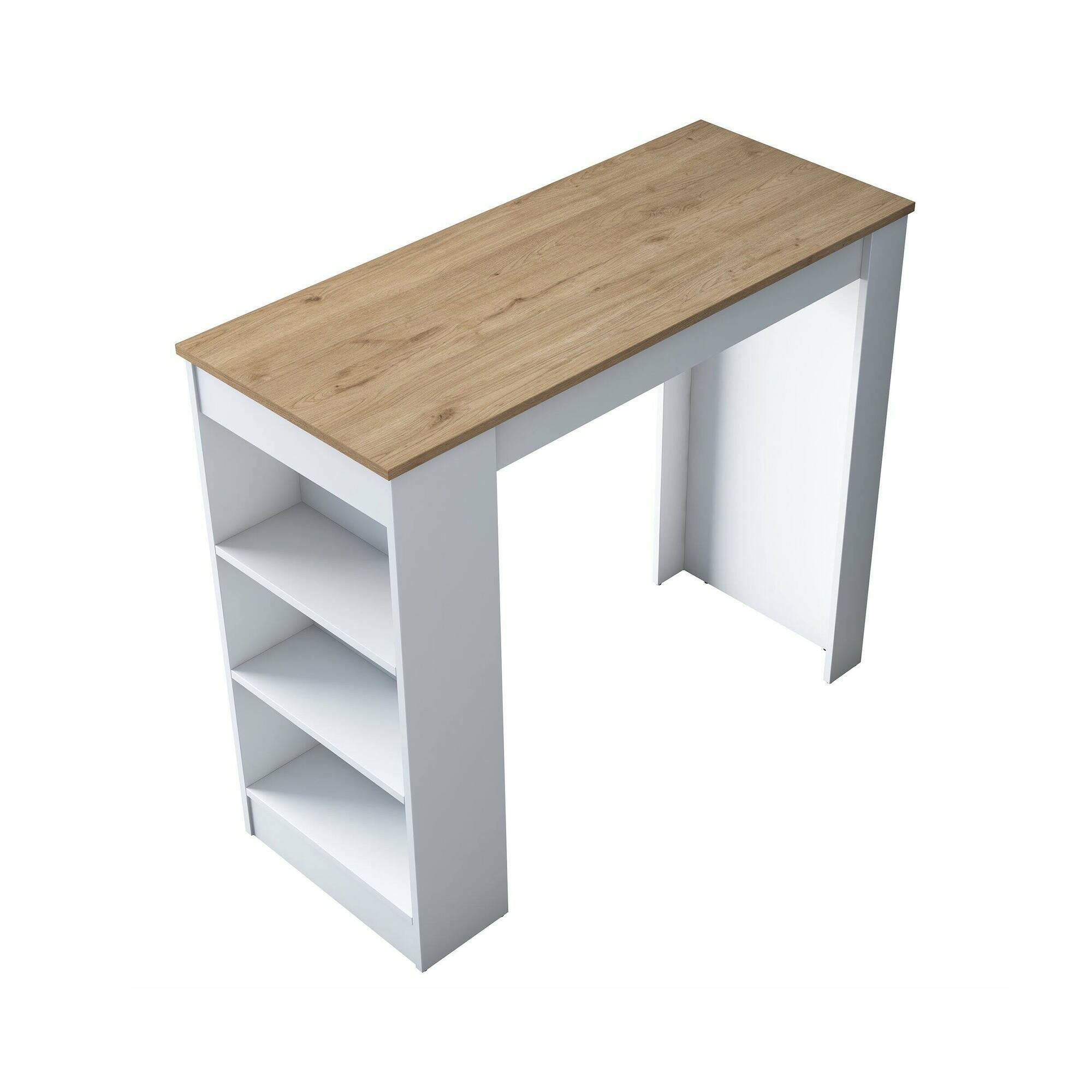 Tavolo Fisso Marrone Noce Bianco 2 Posti Forma Rettangolare 120x50x100h cm, Sfumatura Colore Struttura Noce - Assan