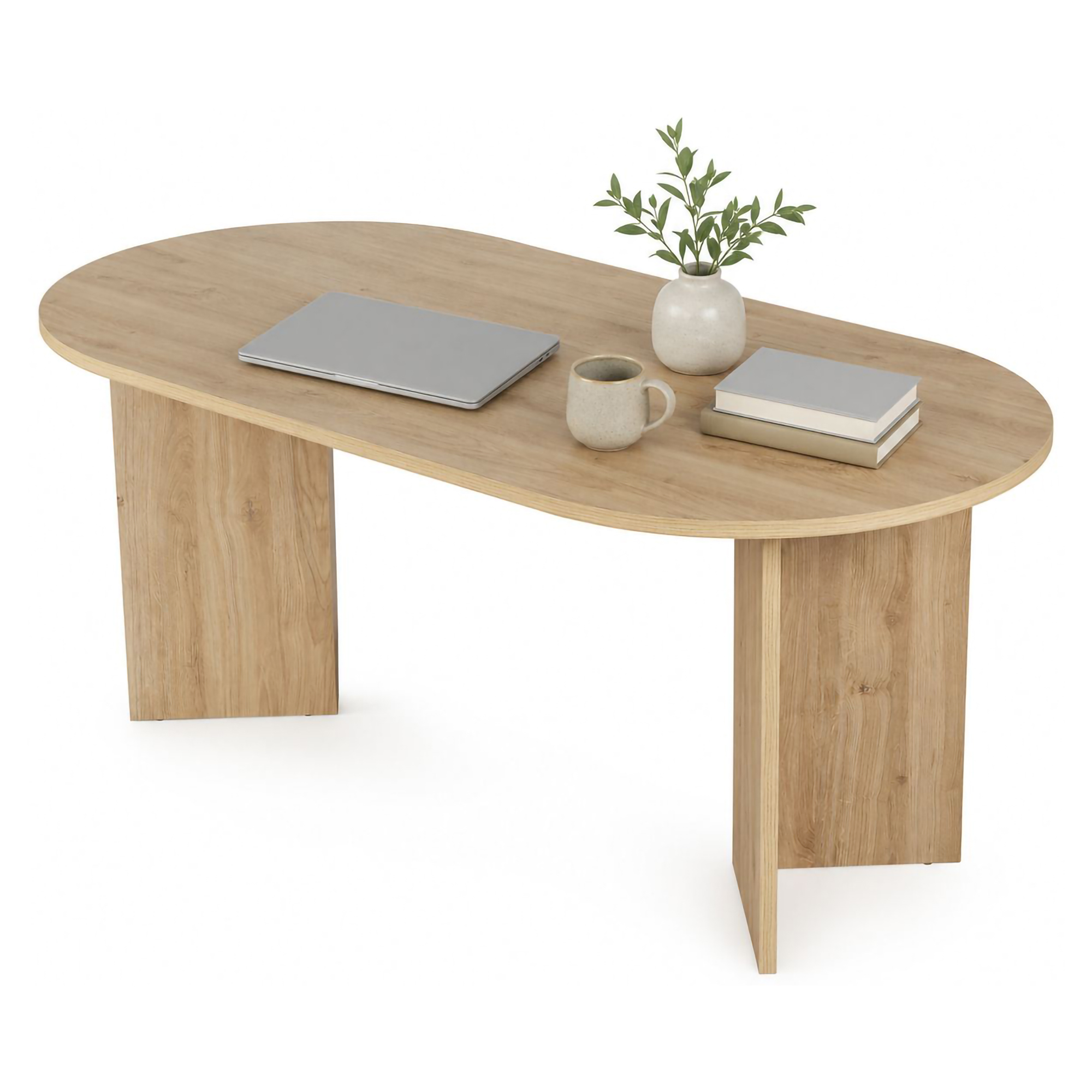 Tavolo Fisso Marrone Rovere 6 Posti Forma Ovale 180x90x75h cm, Materiale Piano in Legno Nobilitato - Monterano