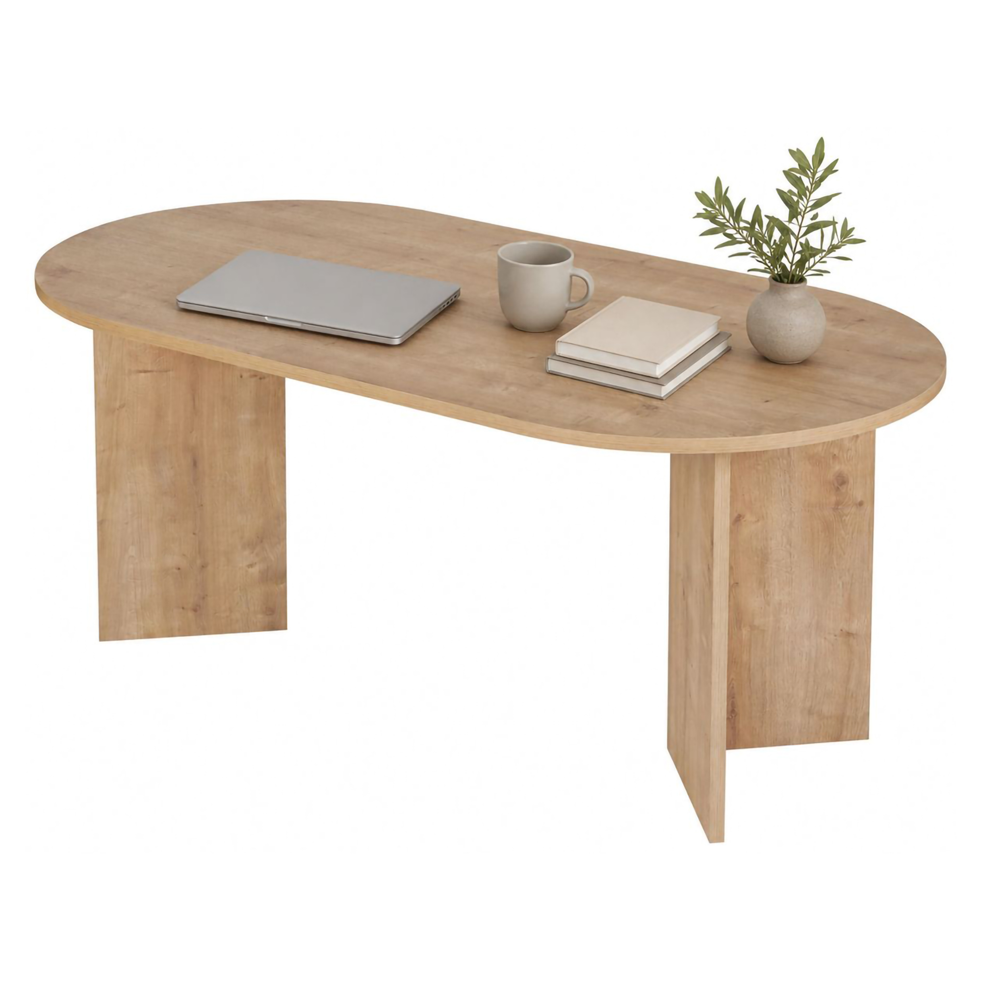 Tavolo Fisso Marrone Rovere Nodi 6 Posti Forma Ovale 180x90x75h cm, Materiale Piano in Legno Nobilitato - Monterano