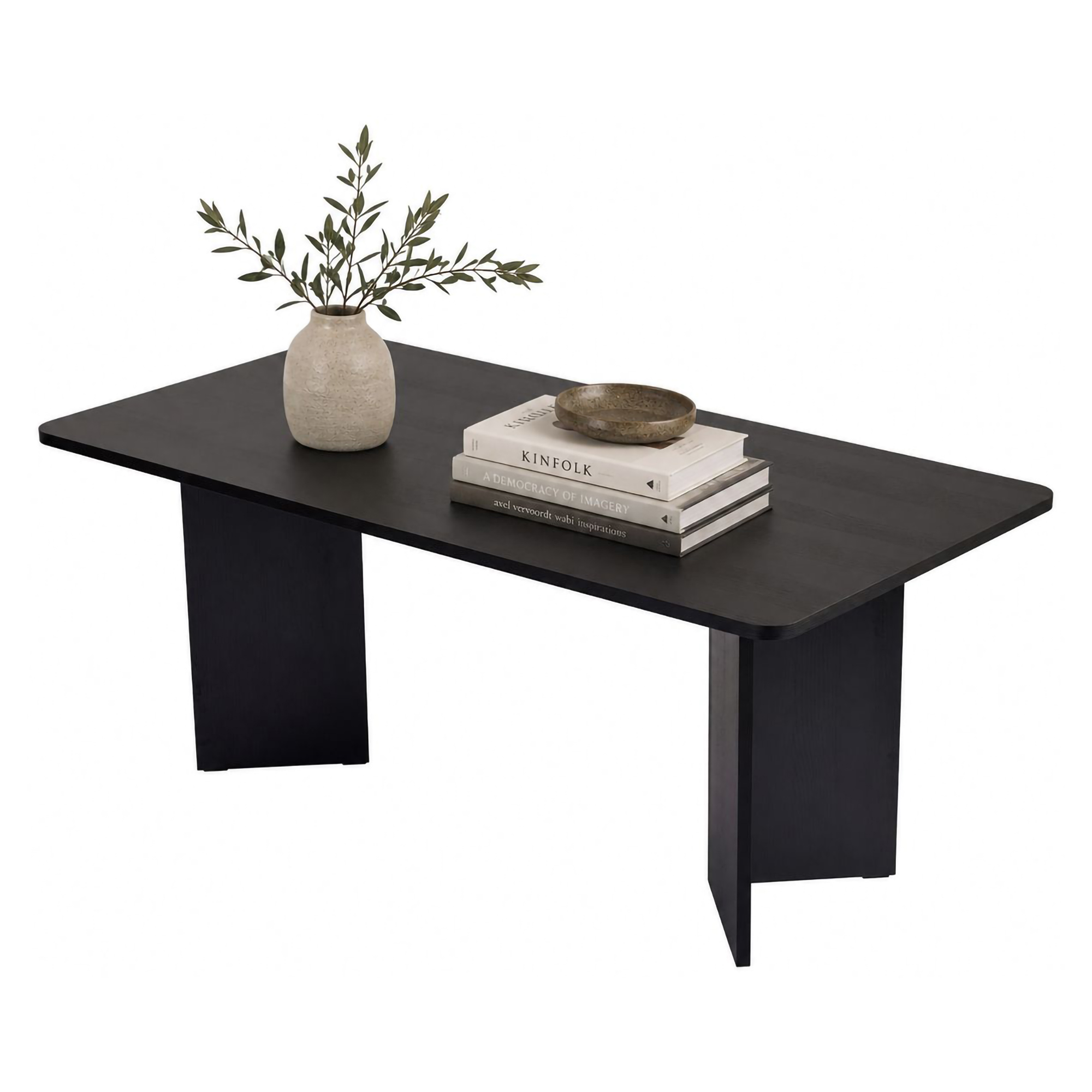 Tavolo Fisso Nero Frassinato 6 Posti Forma Rettangolare 180x90x75h cm, Materiale Piano in Legno Nobilitato - Noleme